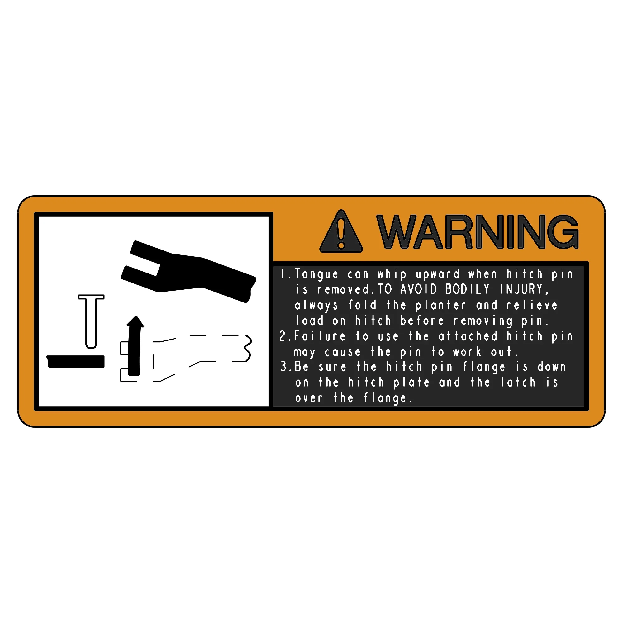 John Deere Safety Sign, Hitch Warning - A56821