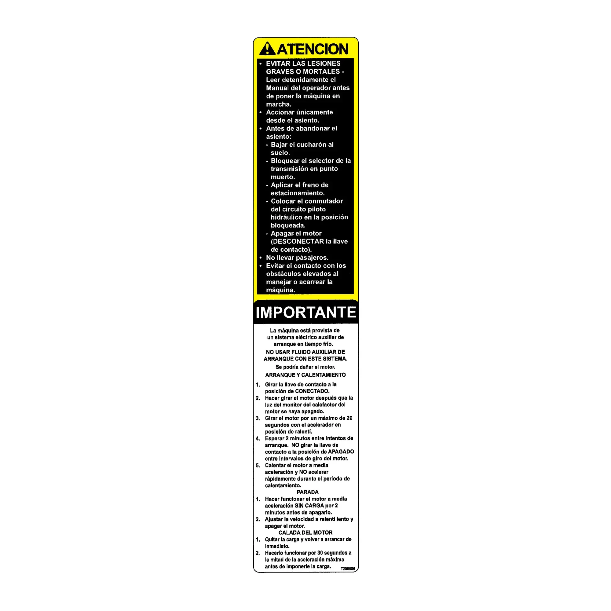 John Deere Safety Sign - T208086