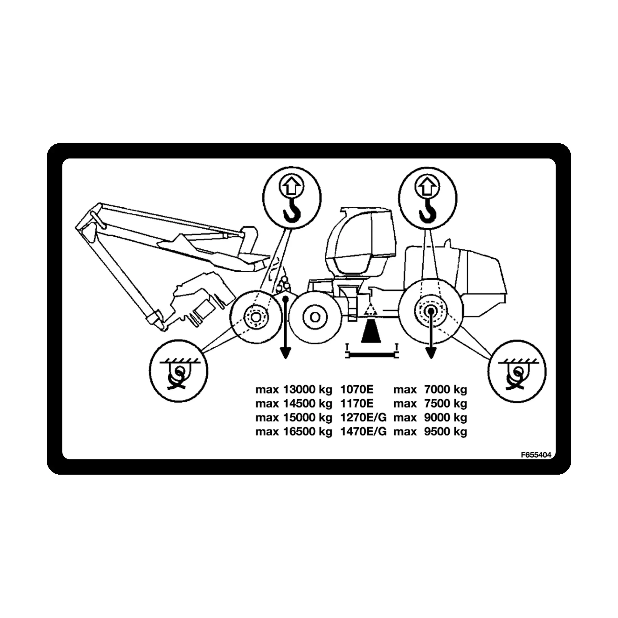 John Deere Label, Tie Down and Lifting Points - F655404