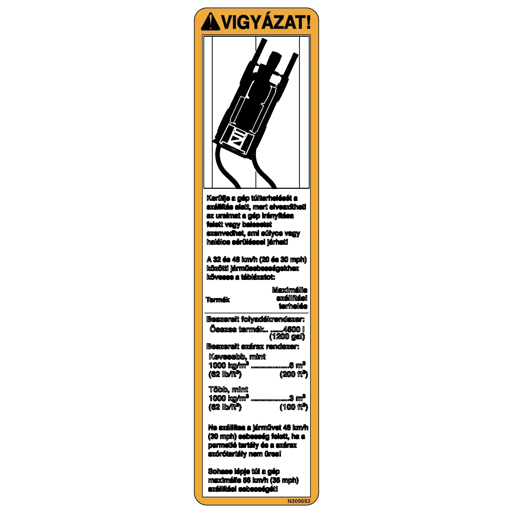 John Deere Label, Warning Transport, Hungarian - N309682