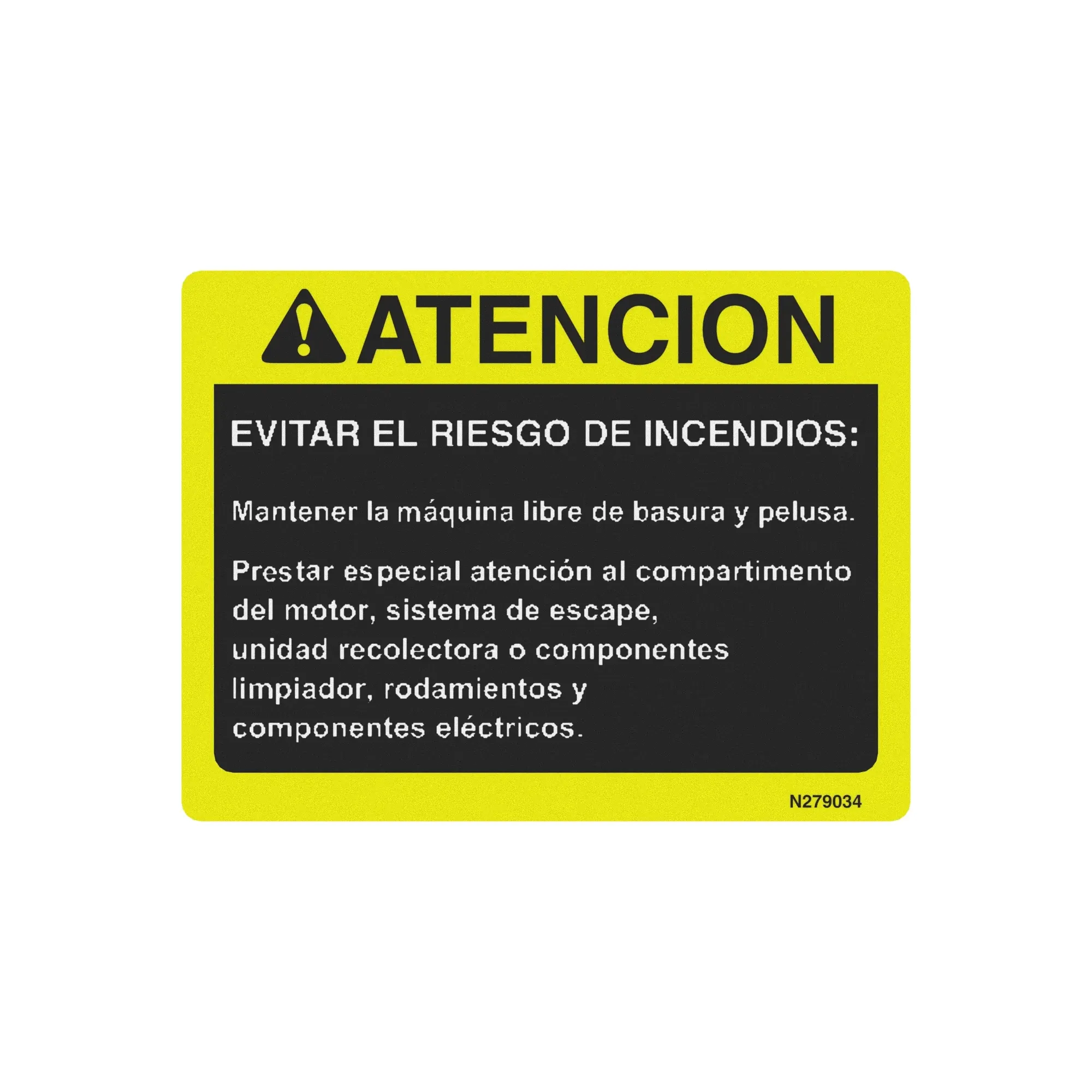 John Deere Safety Sign, Fire Hazard Caution, Spanish - N279034