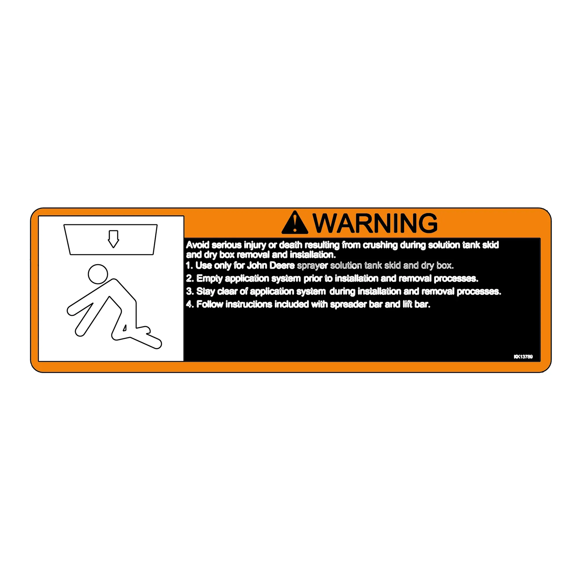 John Deere Liftbar Warning Decal - KK13789