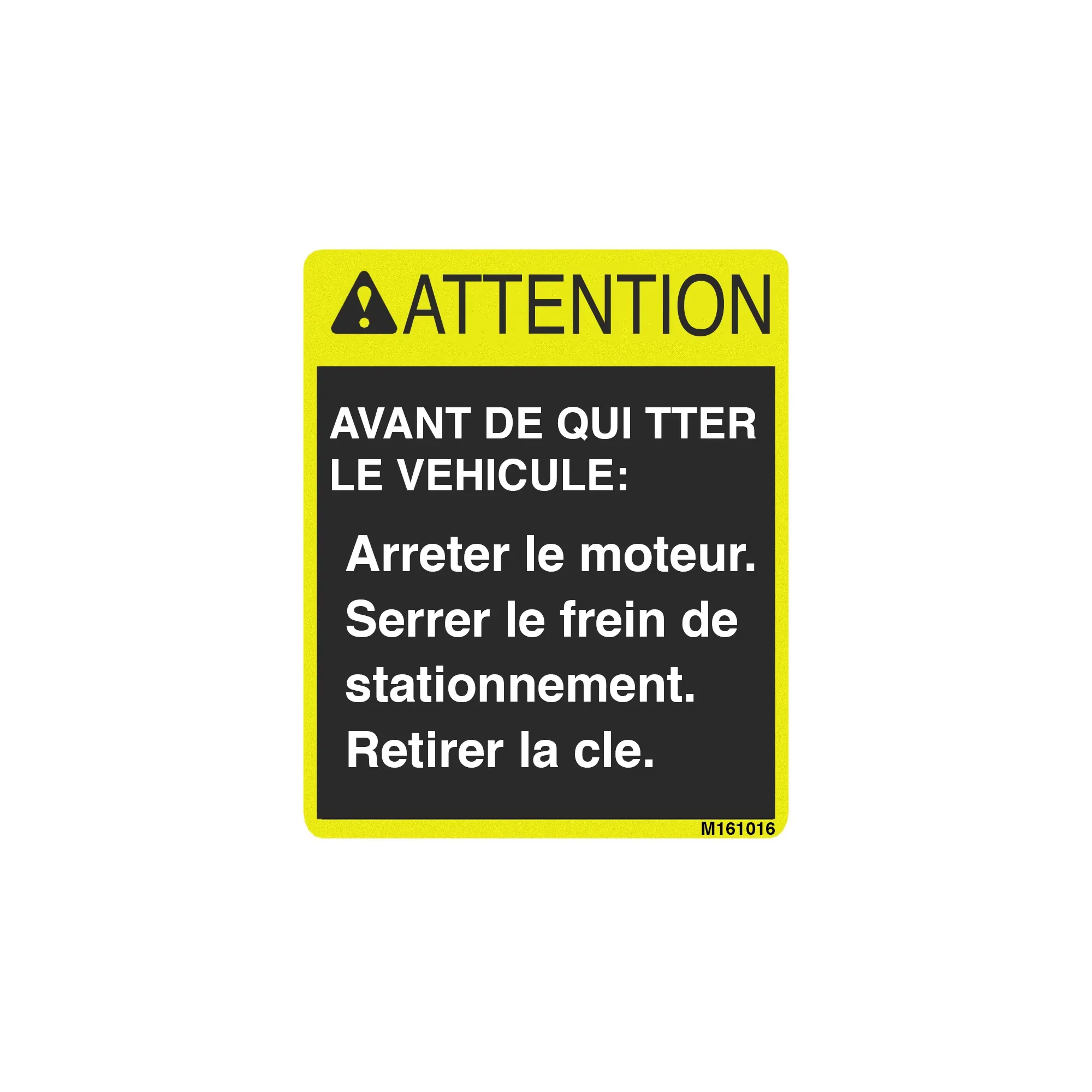 John Deere Safety Sign, Caution, French - M161016