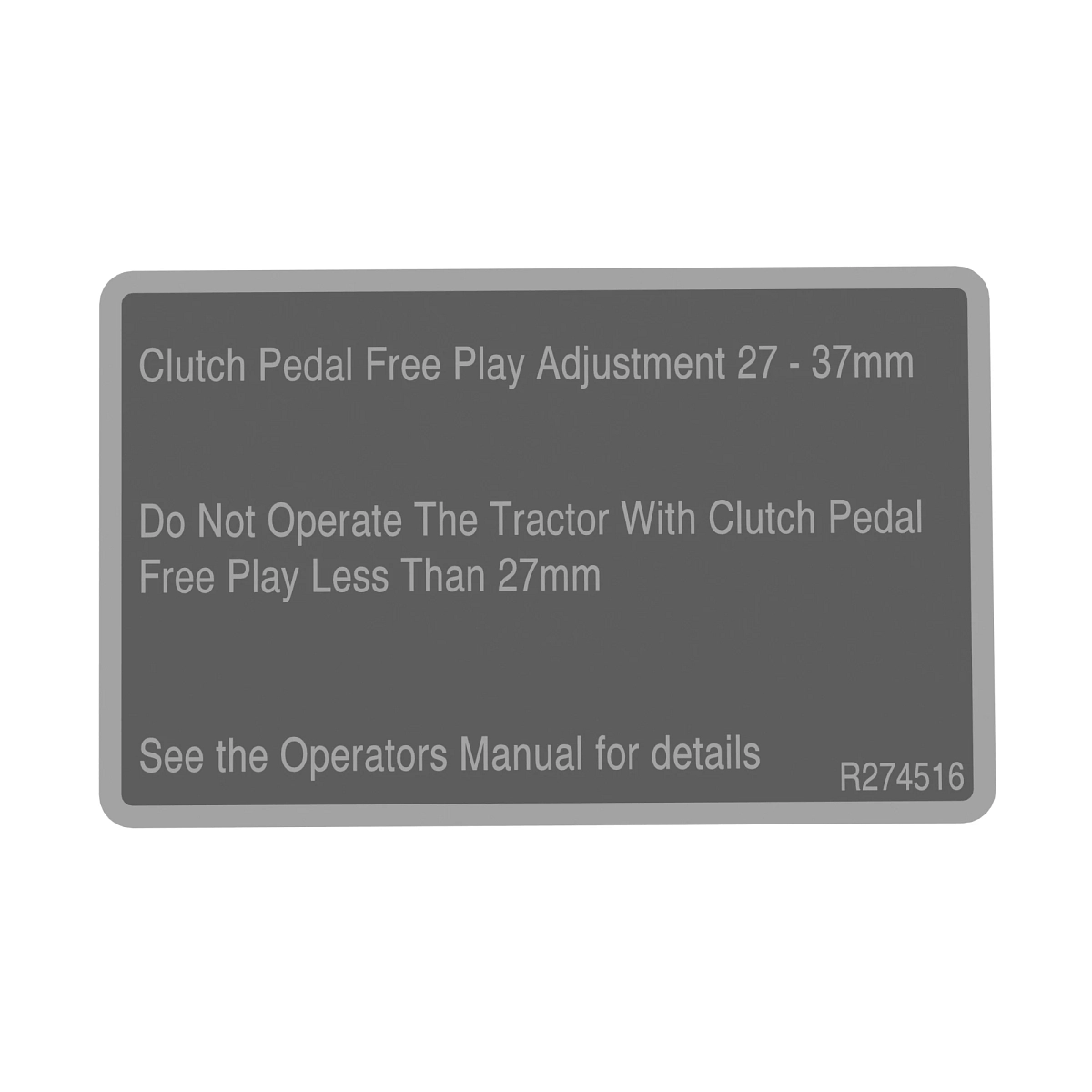 Label, Traction Clutch Adjustment