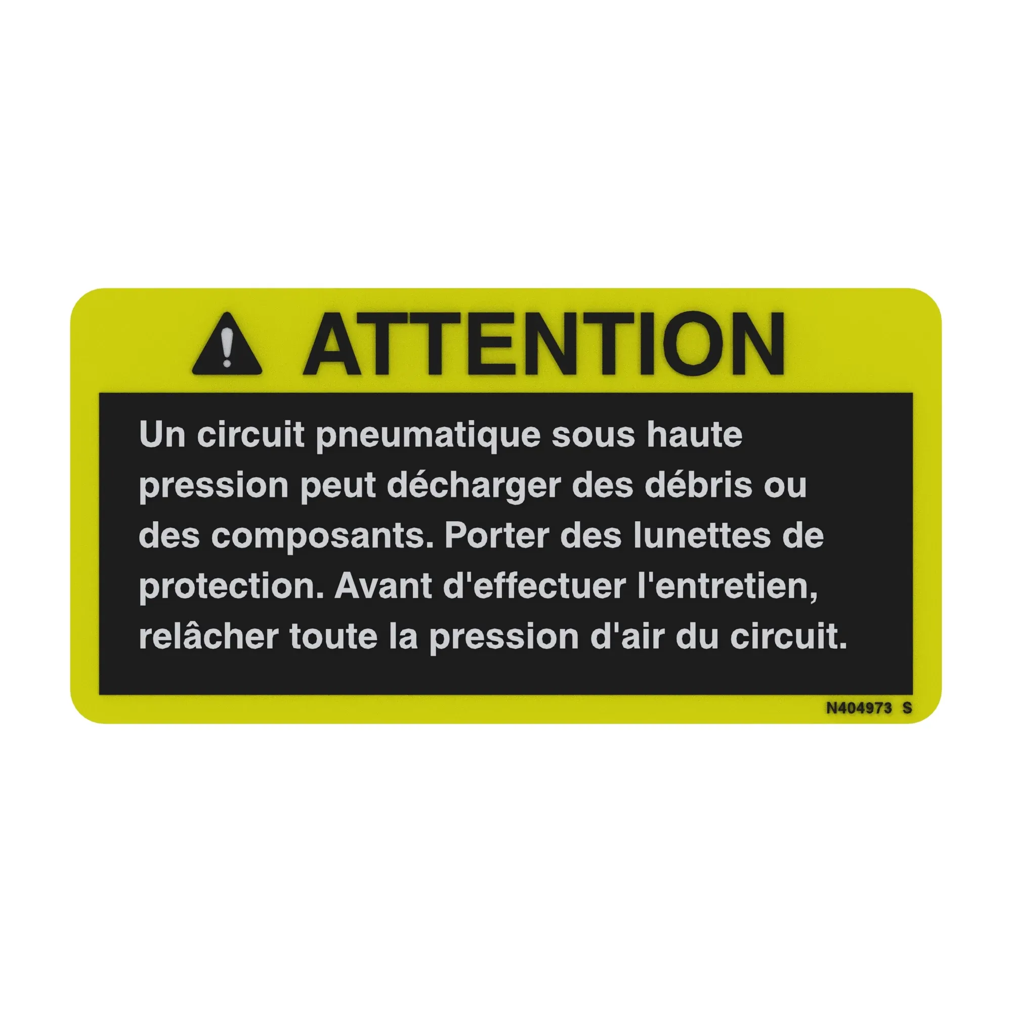 John Deere Safety Air Dryer Label, French - N404973