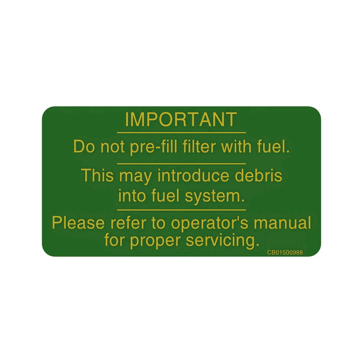Instruction Plate, Decal-Fuel Filte