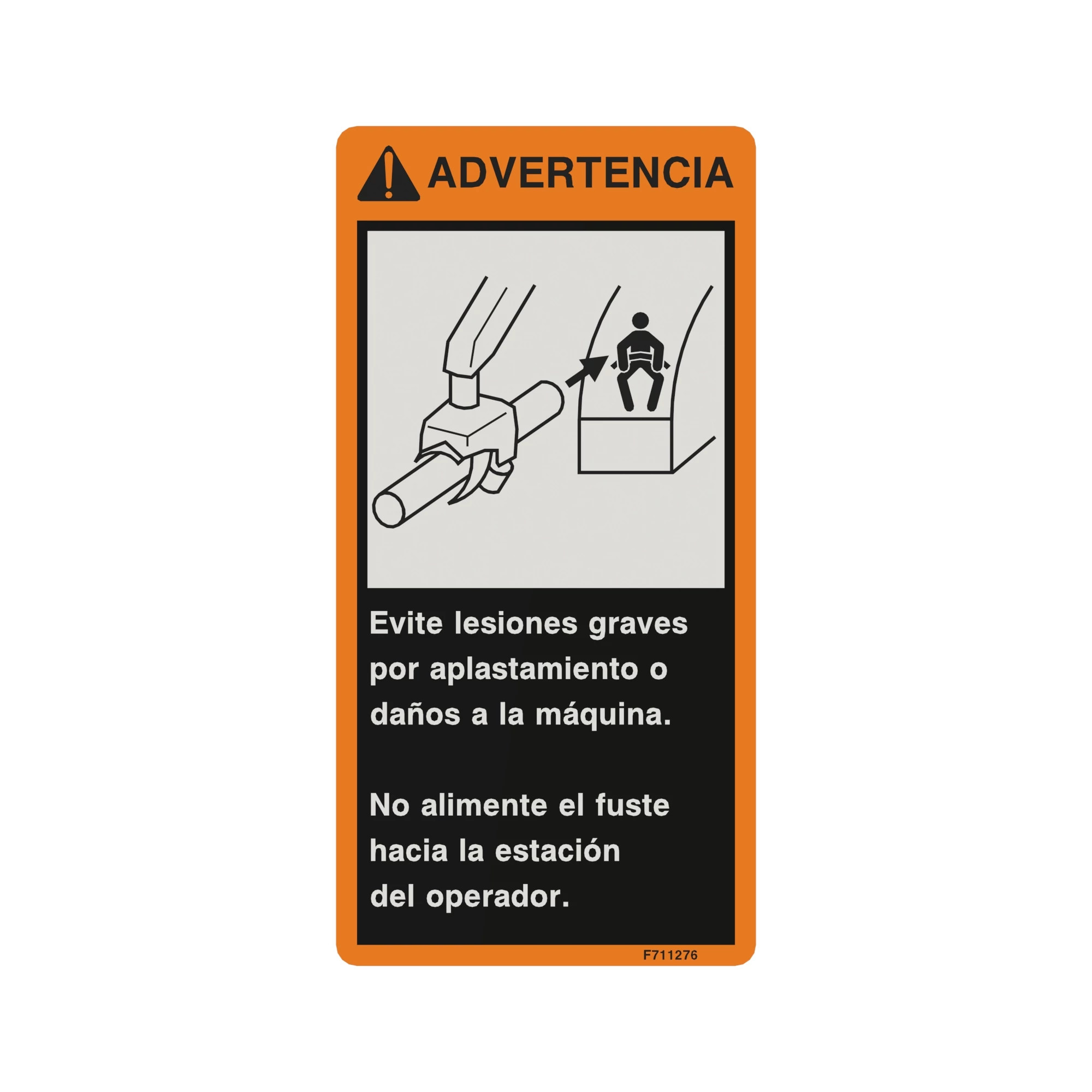 John Deere Warning Decal, Spanish Stem Feed - F711276