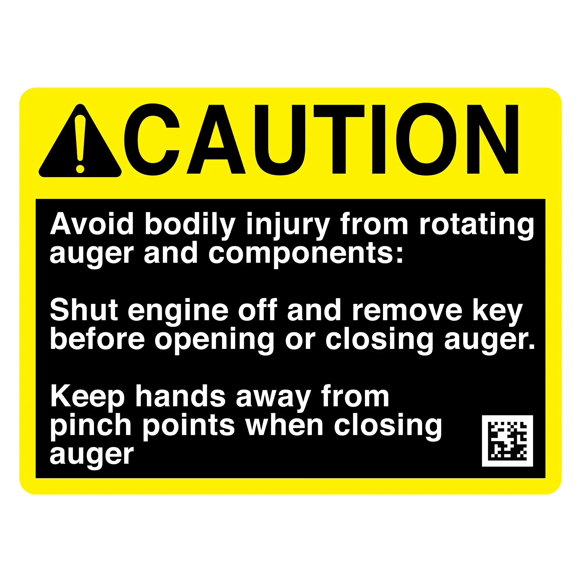 John Deere Folding Auger Caution Sign - H151397