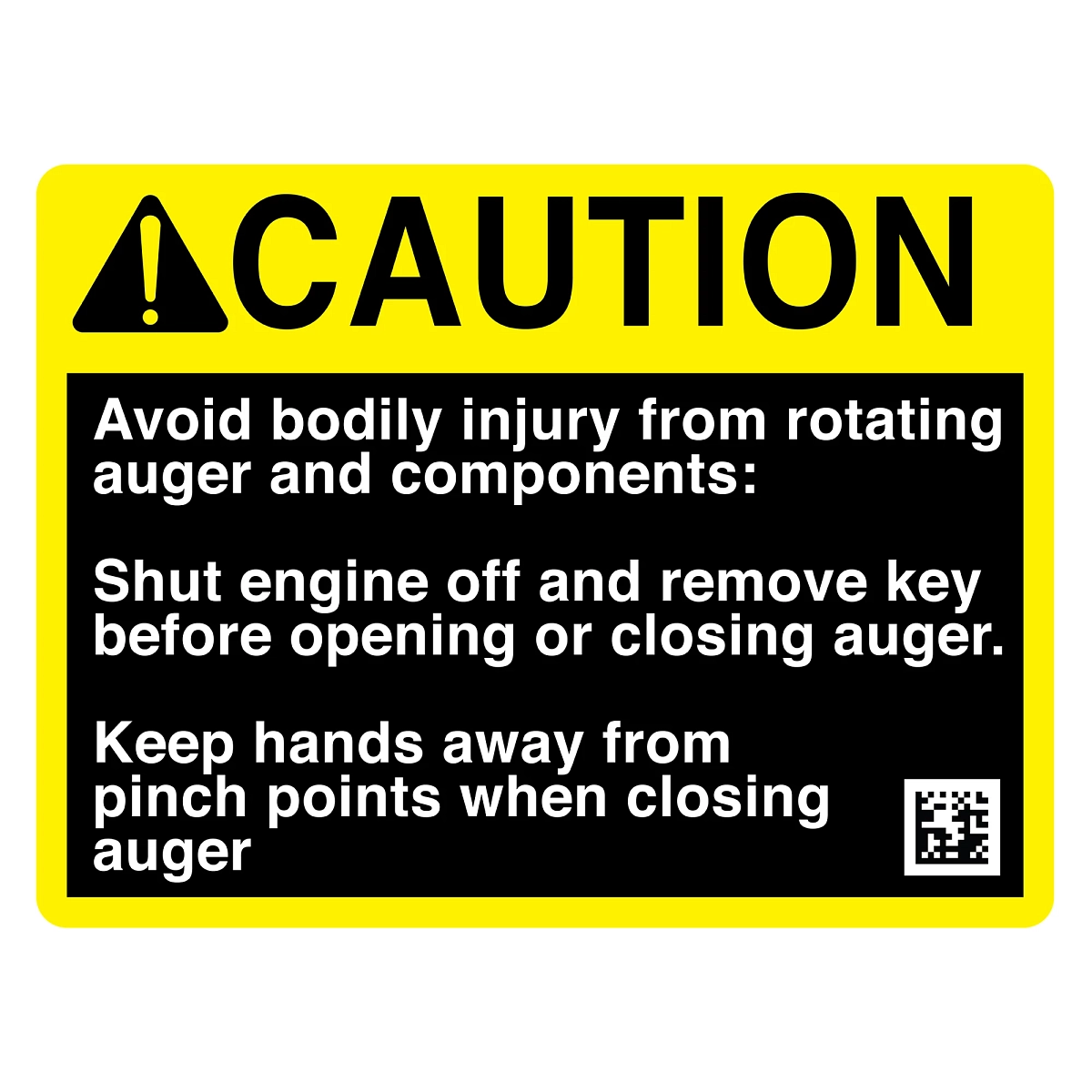 John Deere Folding Auger Caution Sign - H151397