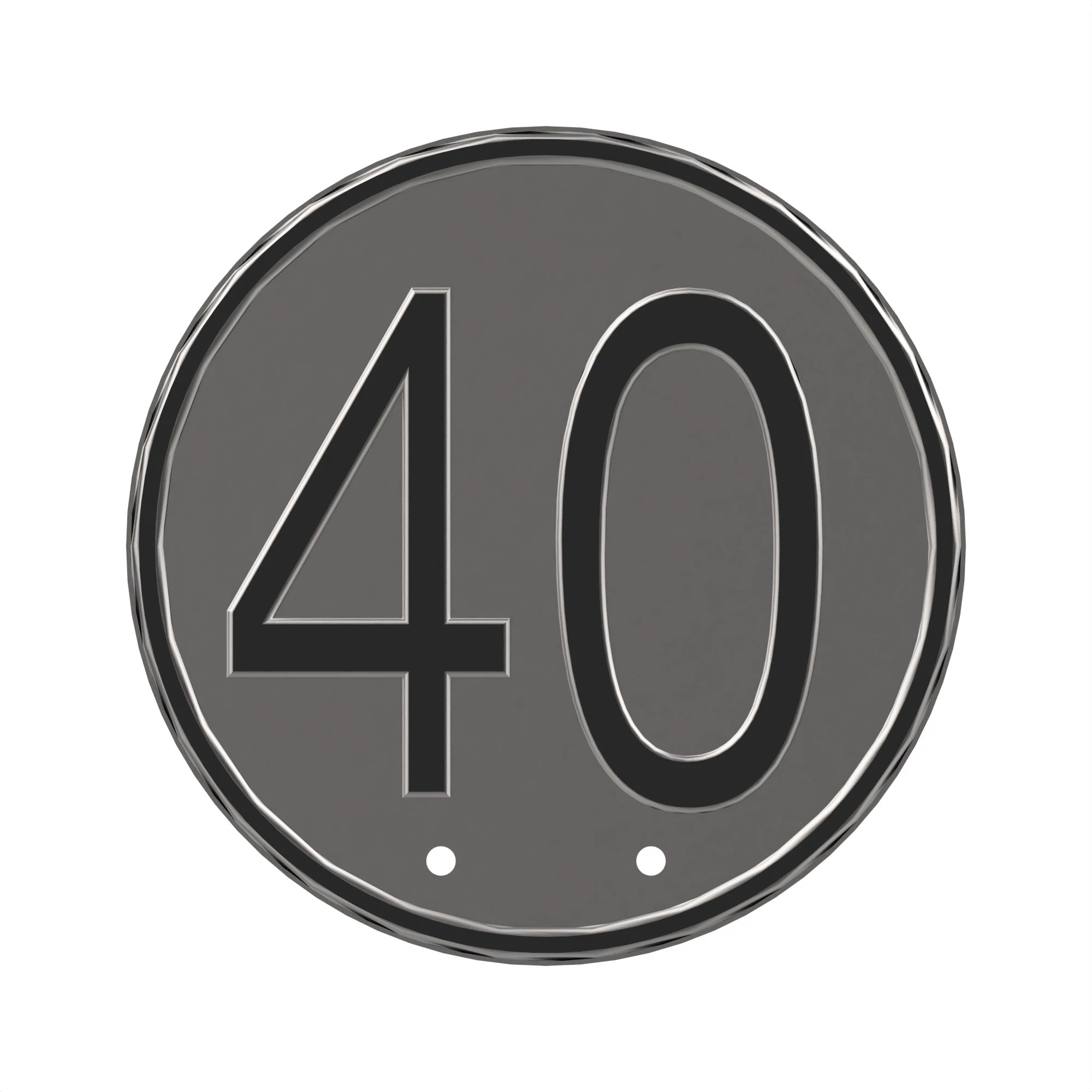 SIGN, 40 KM METAL BL/WT DRILLED