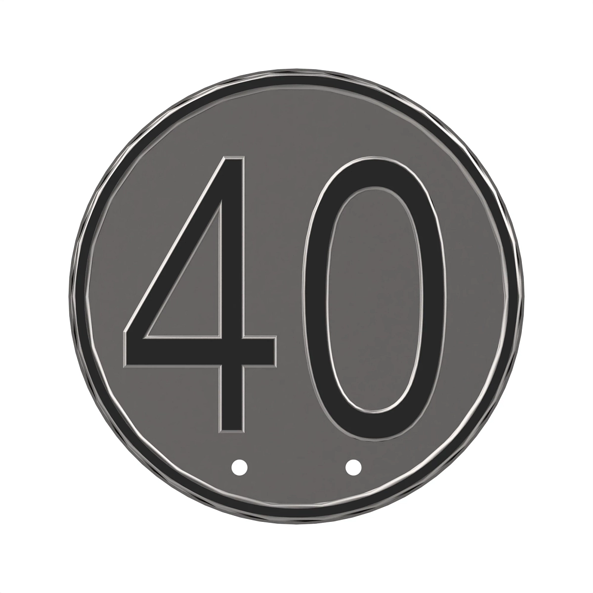 Sign, 40 Km Metal Bl/Wt Drilled