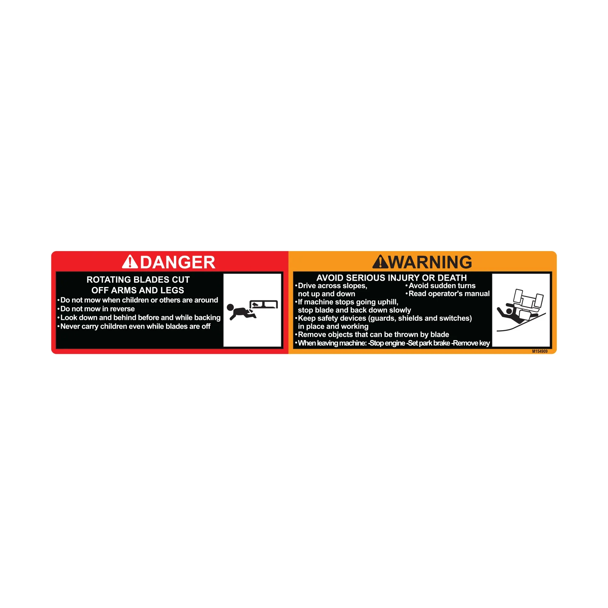 John Deere Danger Warning Safety Sign, English - M154909