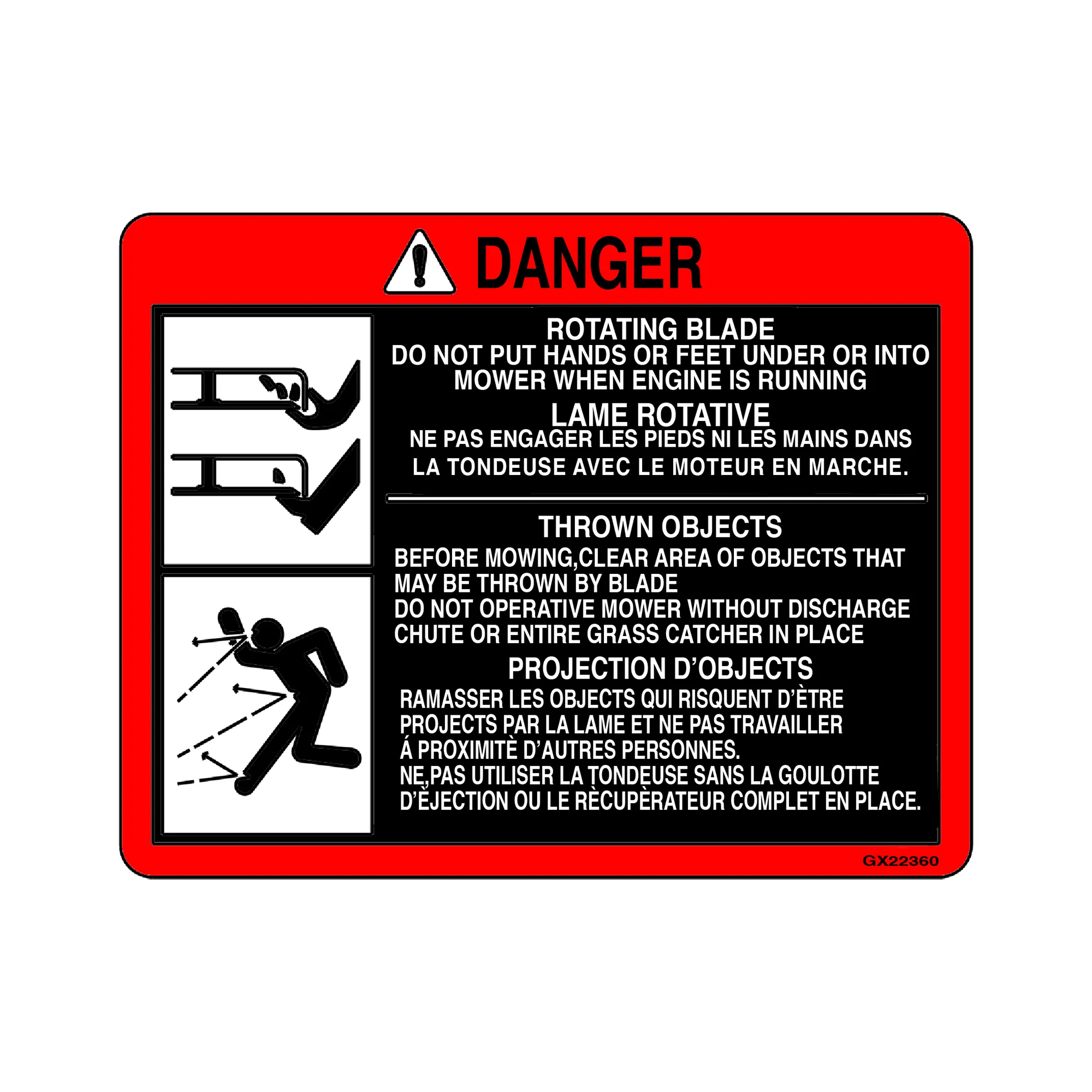 John Deere Thrown Object Label - GX22360