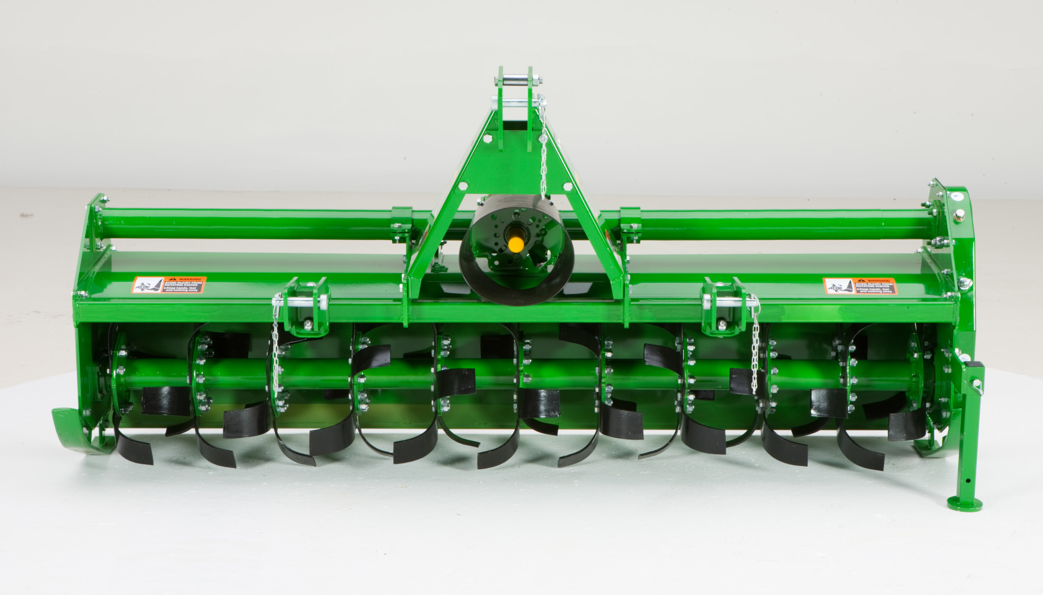 Front studio view of helical rotors on the RT Series Rotary Tiller