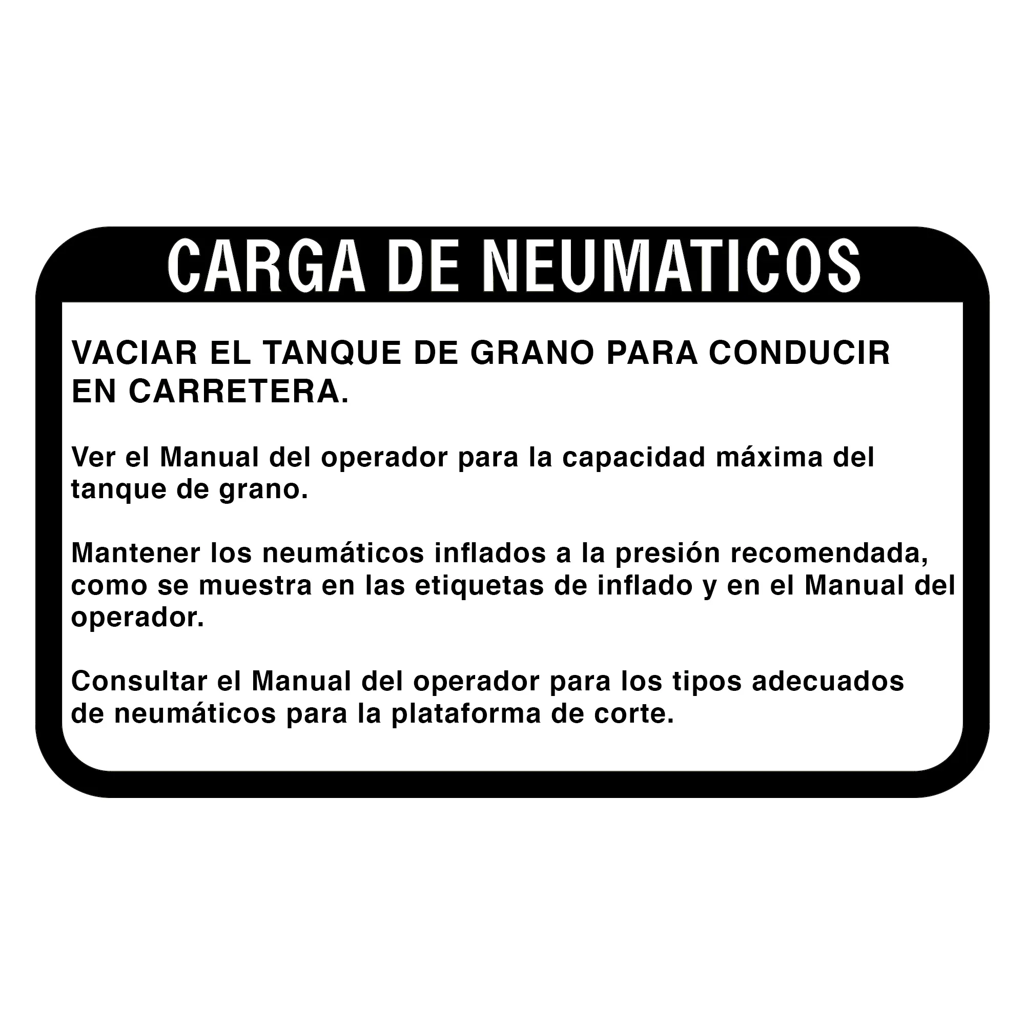 John Deere Label, Tire Loading, Spanish - H173101