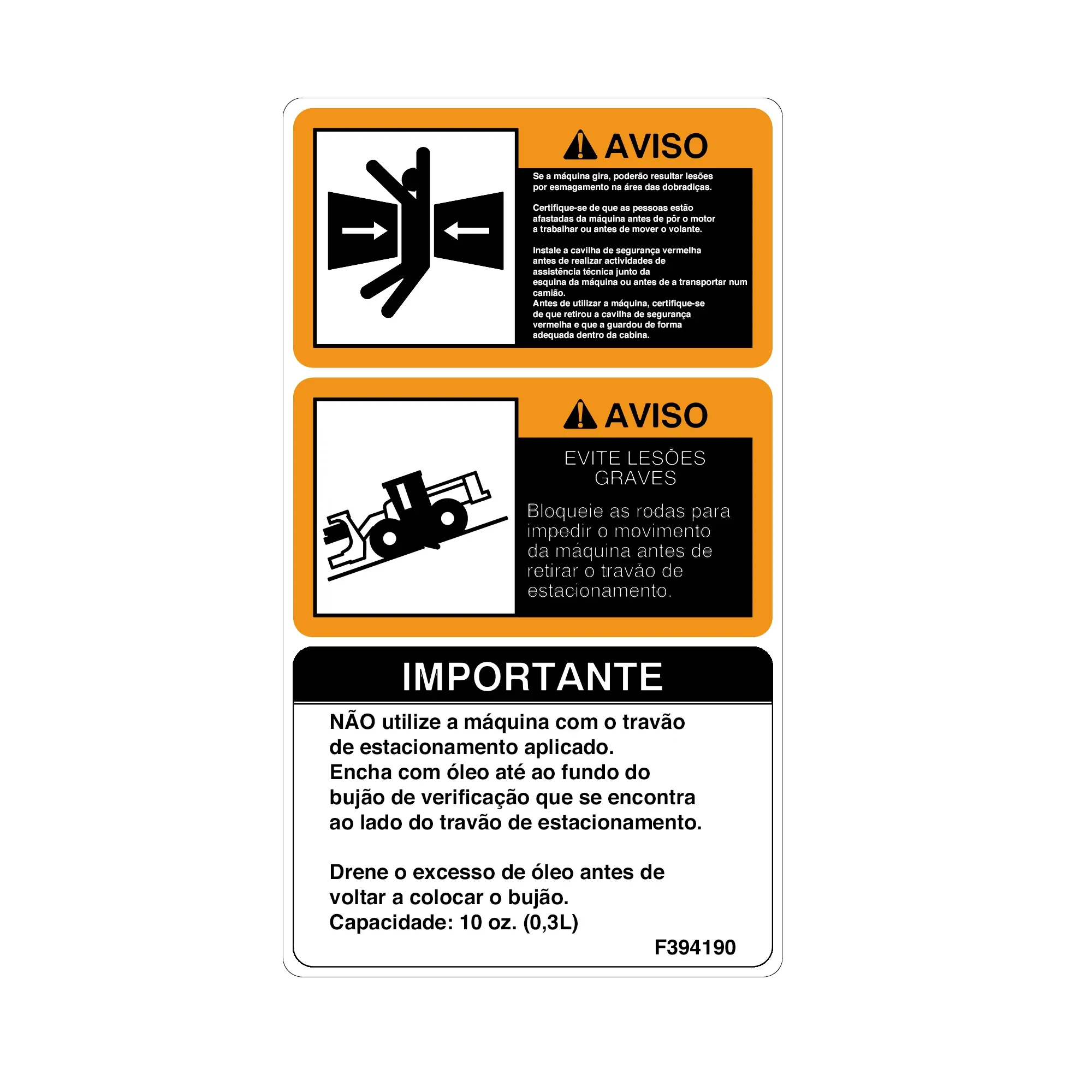 John Deere Articulation Park Brake Label - F394190