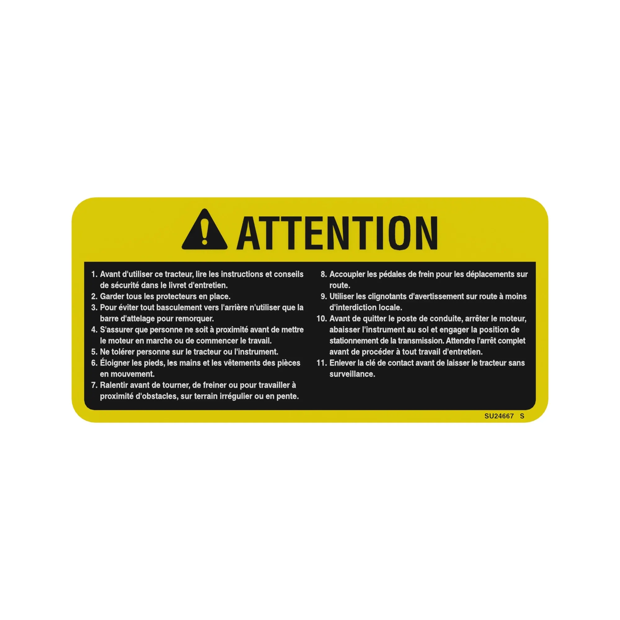 John Deere Caution Label, French - SU24667