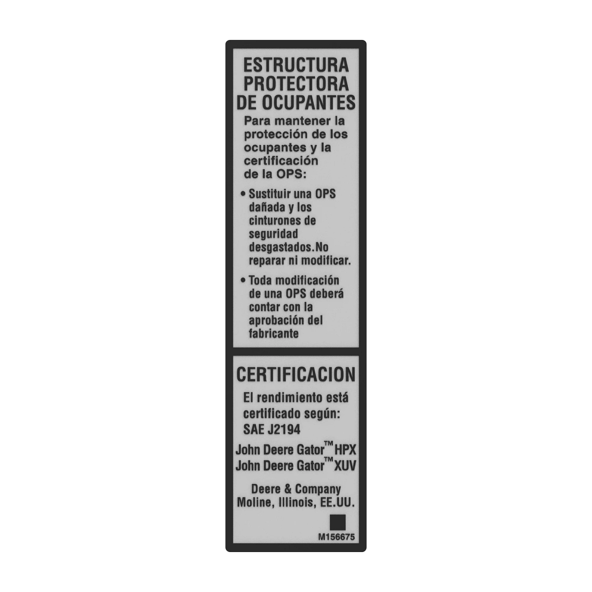 Label, Ops Cert, Spanish, Hpx/Lhduv