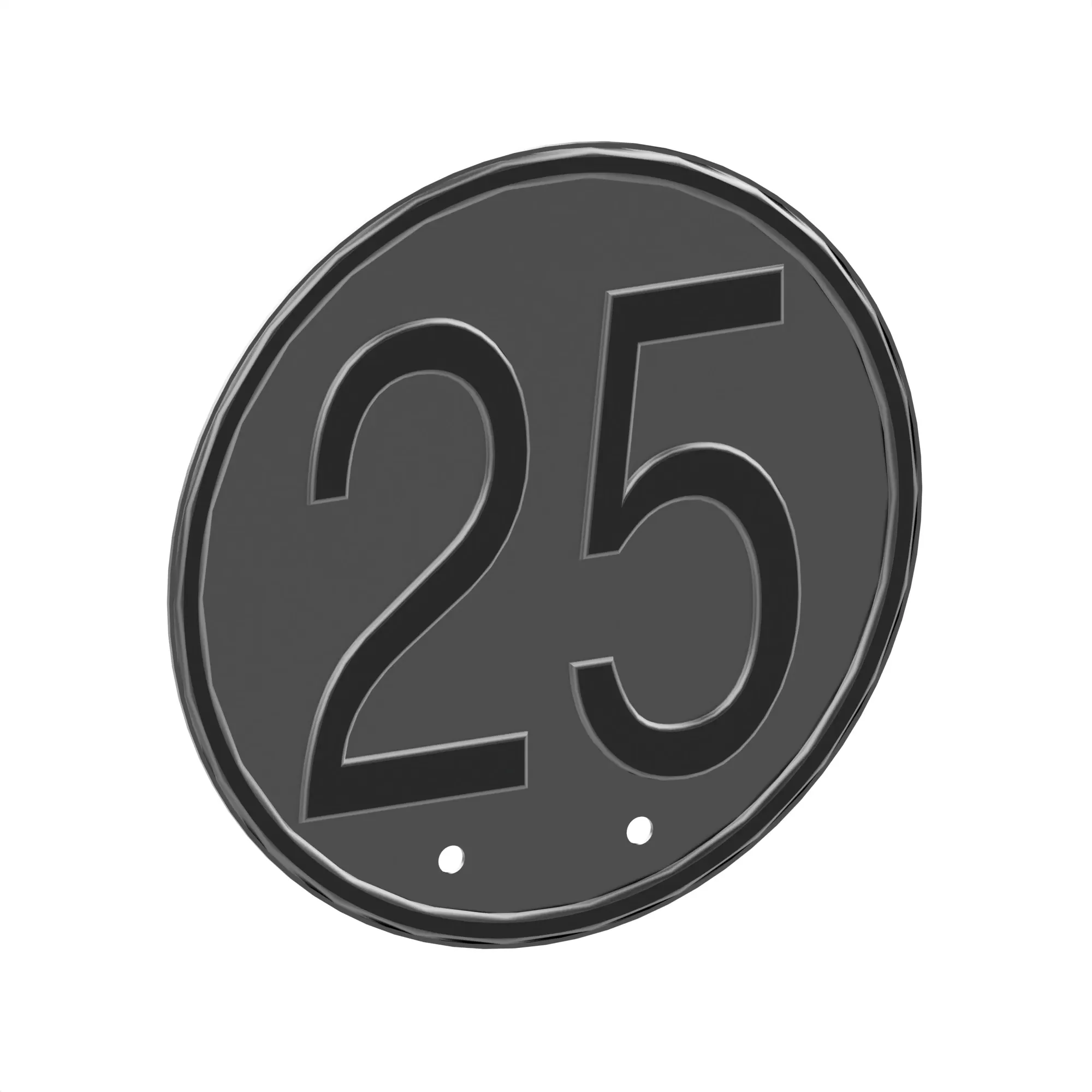 SIGN, 25 KM METAL BL/WT DRILLED