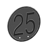 SIGN, 25 KM METAL BL/WT DRILLED