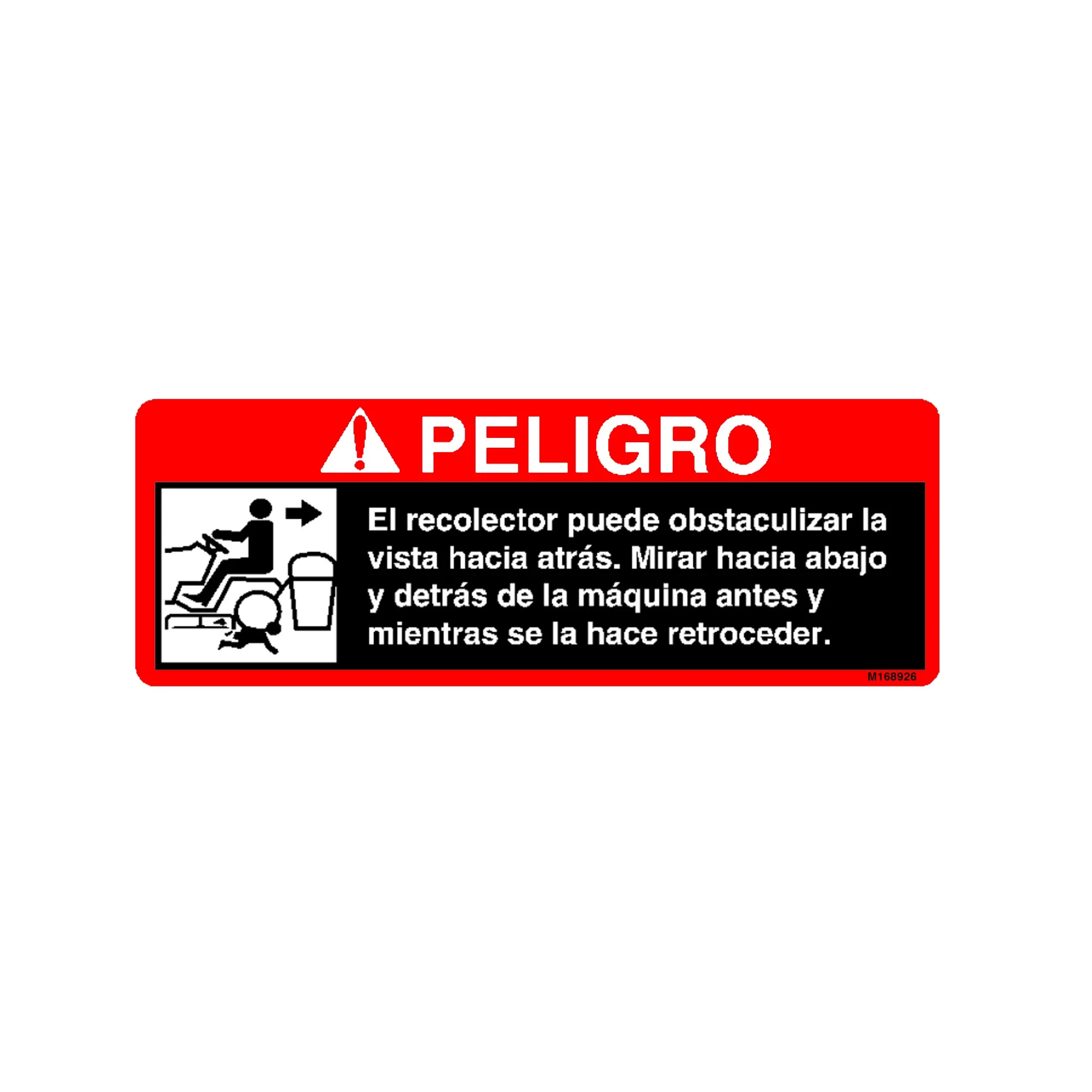 John Deere Back Over Danger Label - M168926