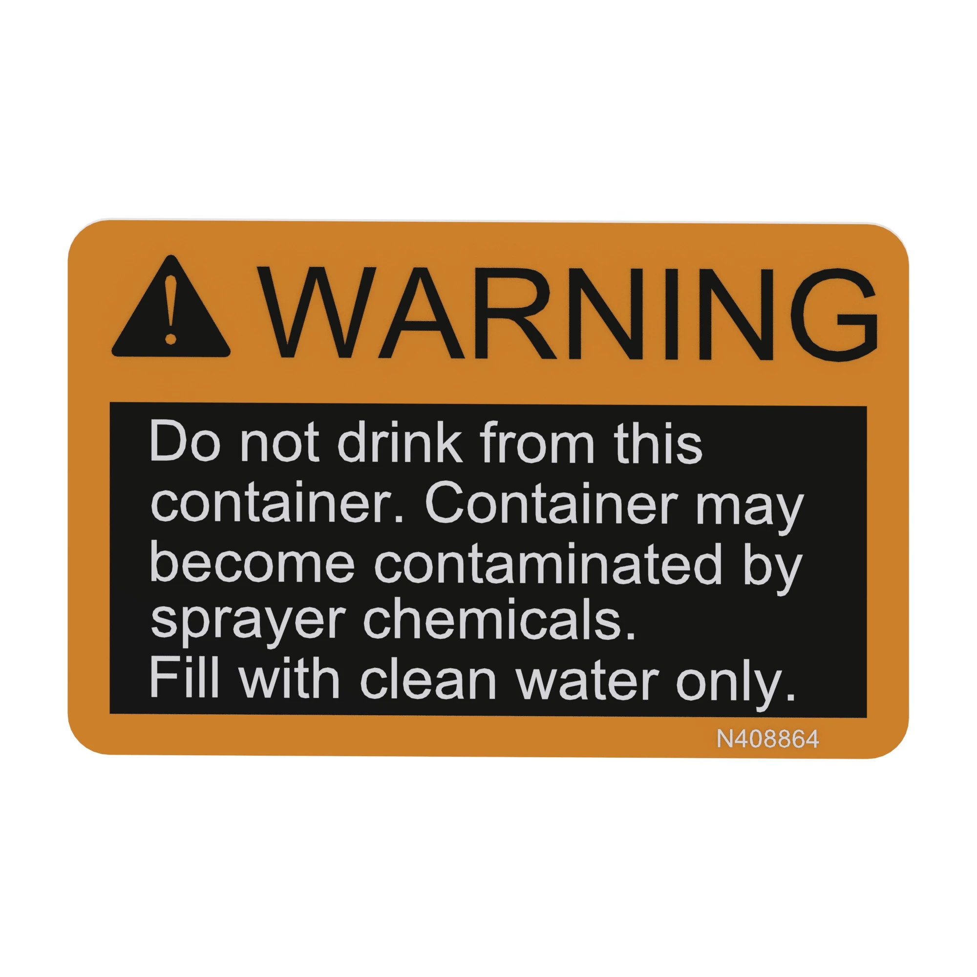 John Deere Safety Sign, Clean Water Rinse Tank - N408864