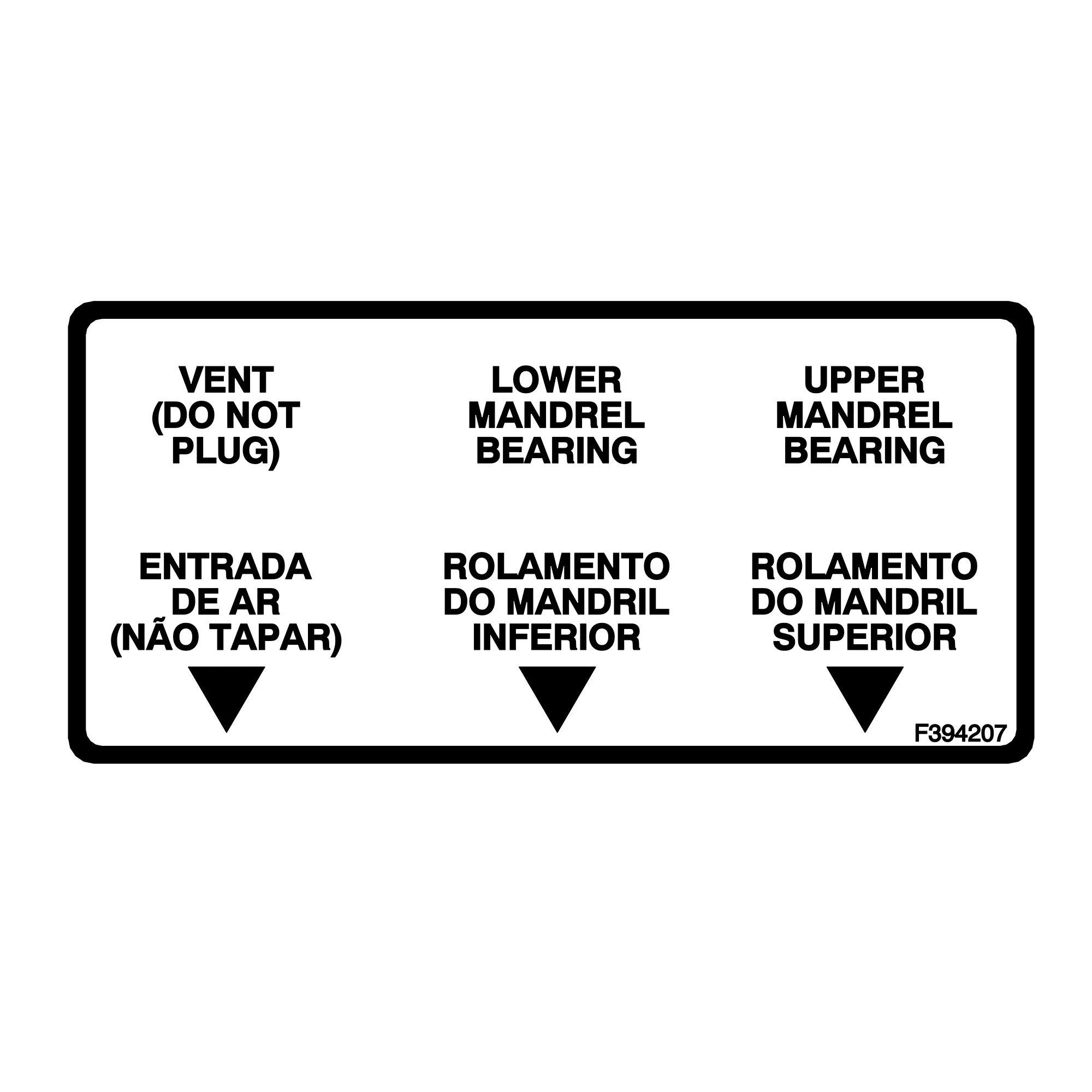 John Deere Grease Ports Label, Portuguese - F394207