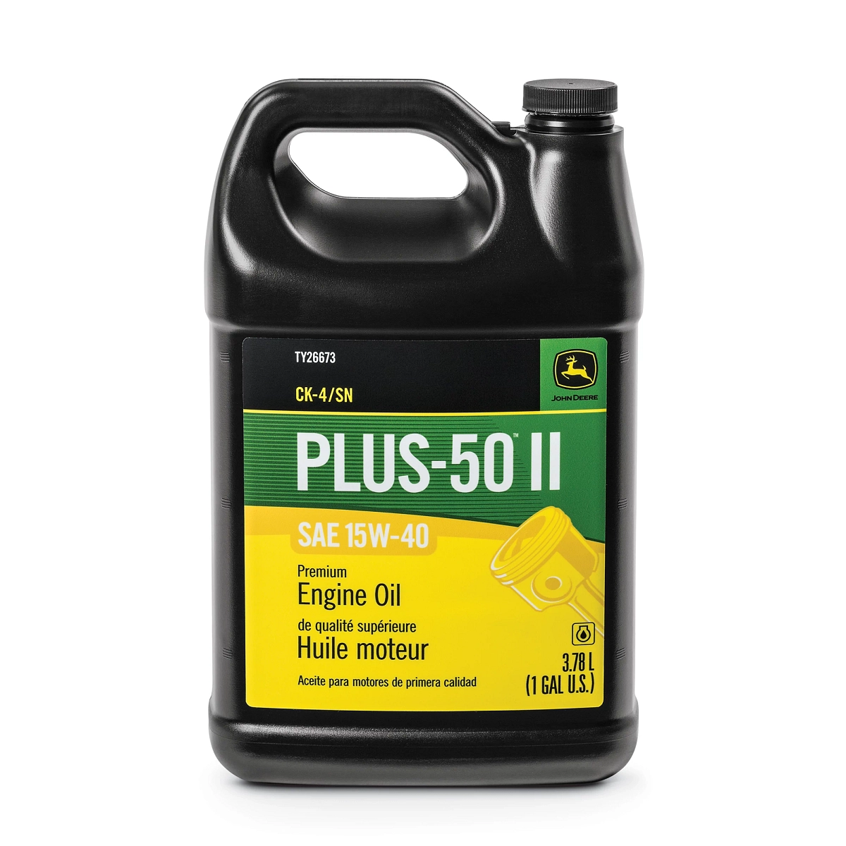 John Deere Premium Engine Oil, Plus-50™ II, SAE 15W-40, API CK4/SN, 3.78 Liter (1 Gallon) - TY26673