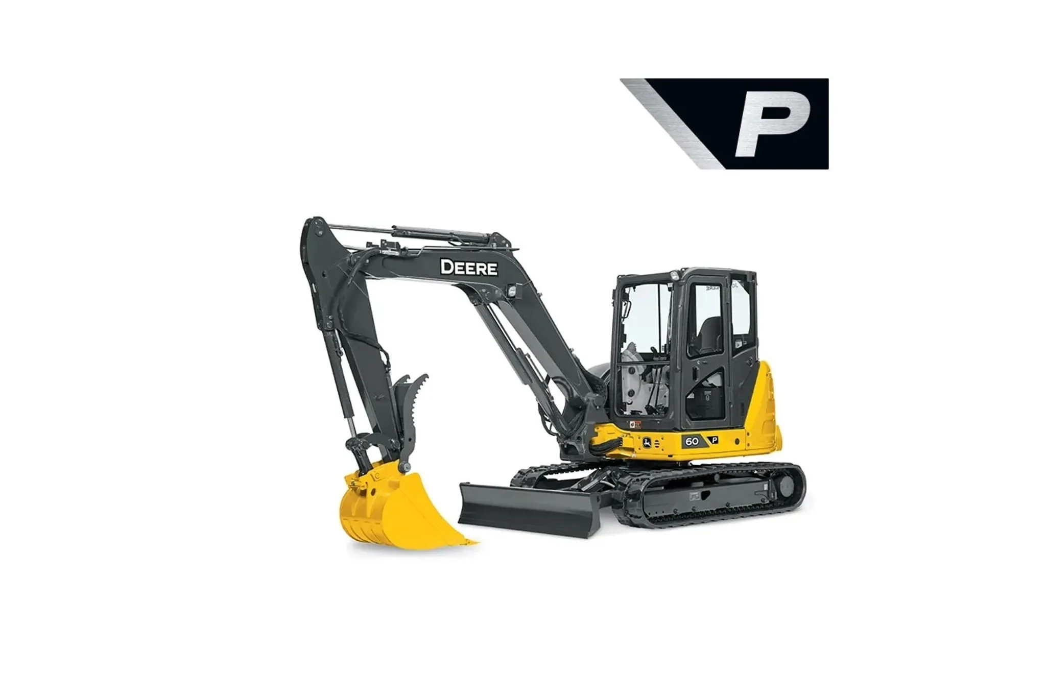 Studio image with a front left view of a 60 P-Tier Compact Excavator