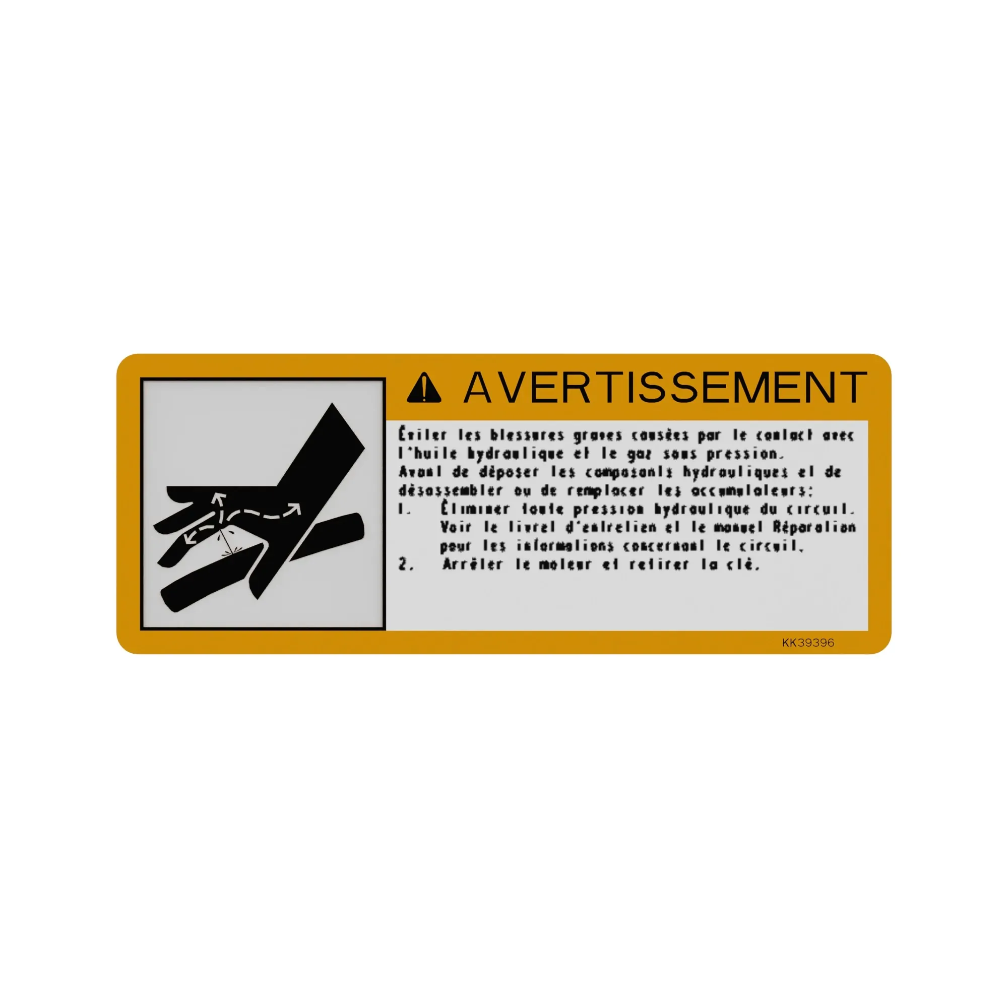 John Deere Hydraulic Label, French - KK39396