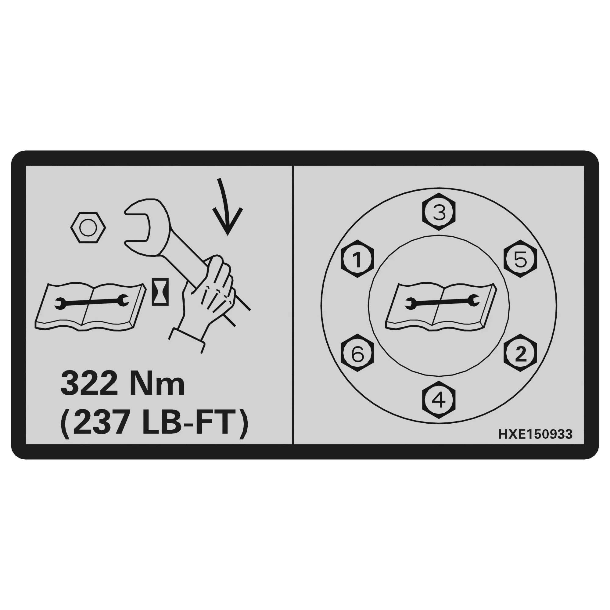 John Deere Wheel Bolt torque Decal Text Free - HXE150933