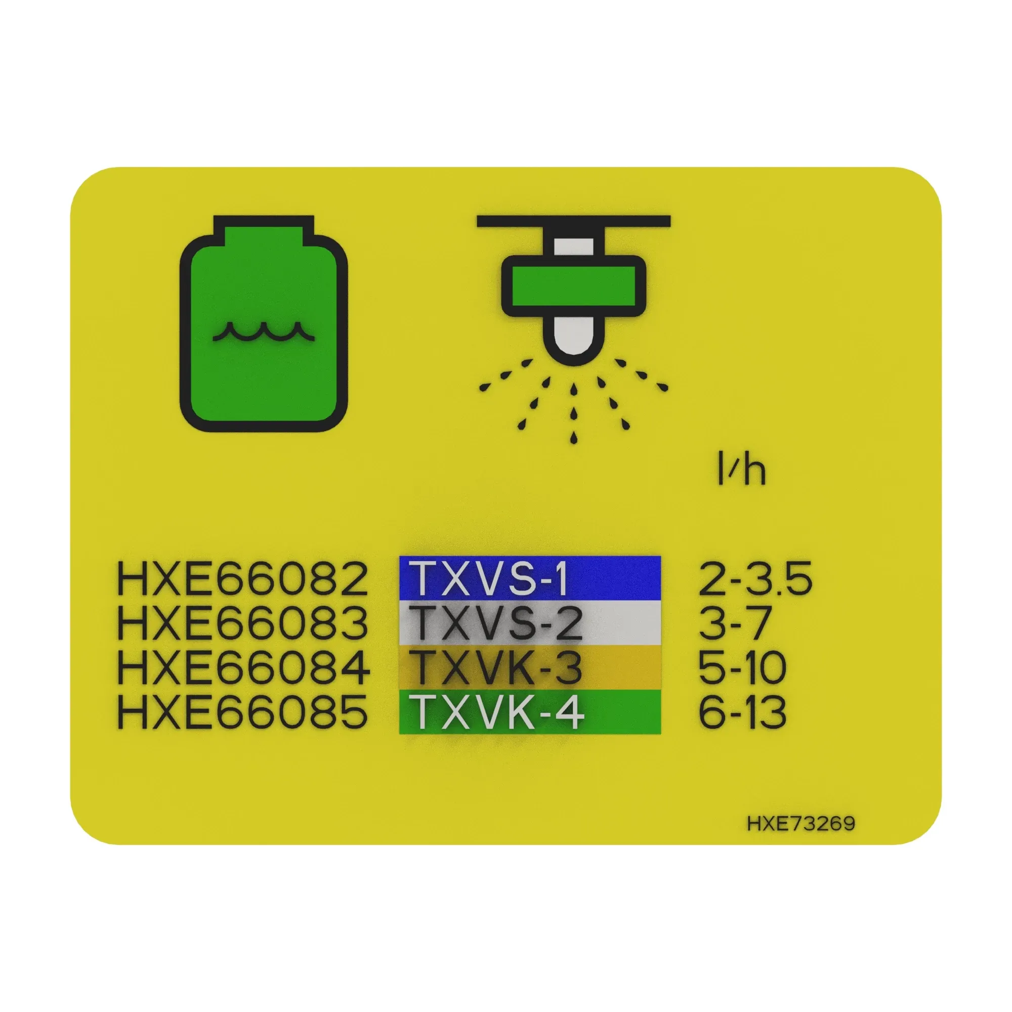 John Deere Nozzle Use Range Label - HXE73269