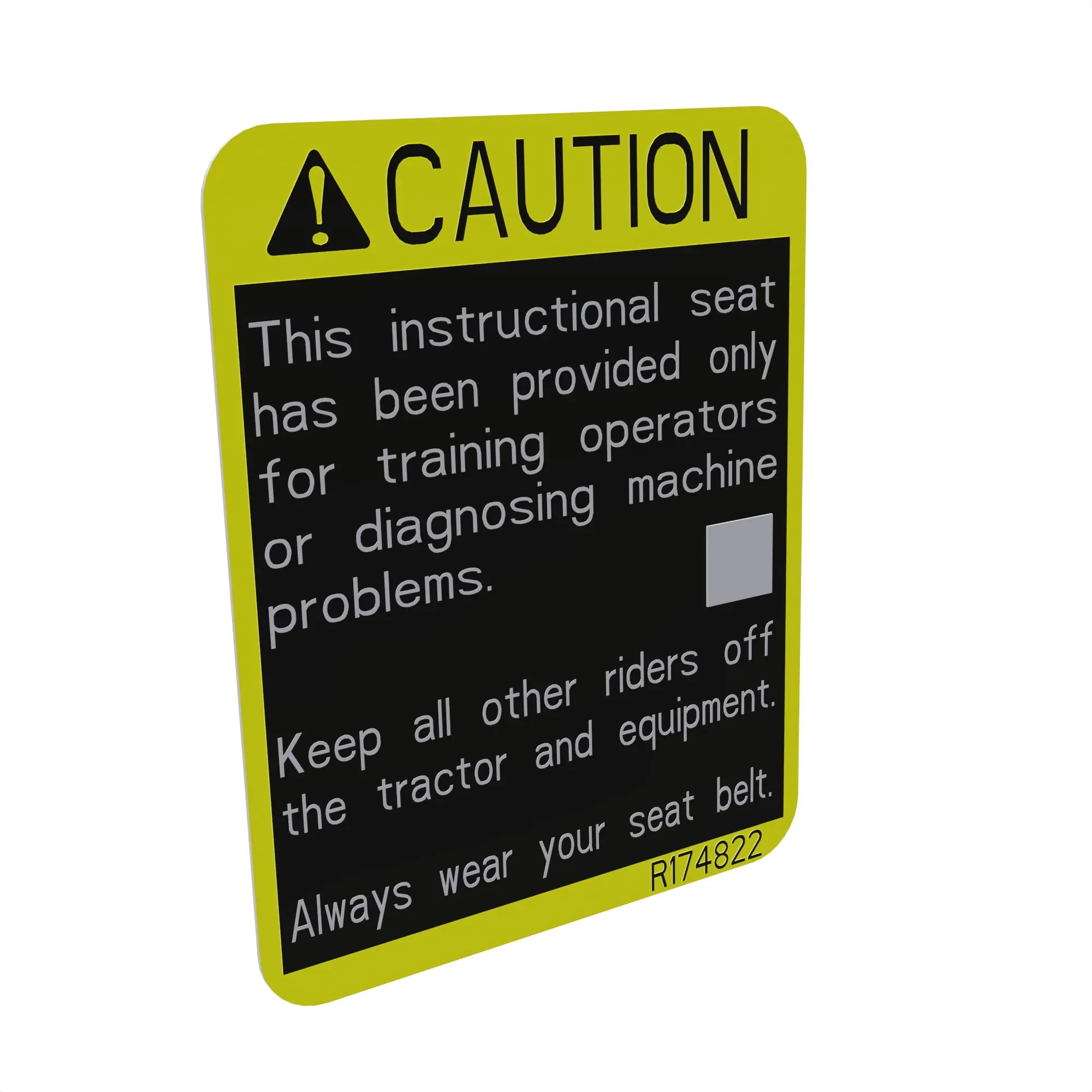 John Deere Instructional Seat Caution Label - R174822