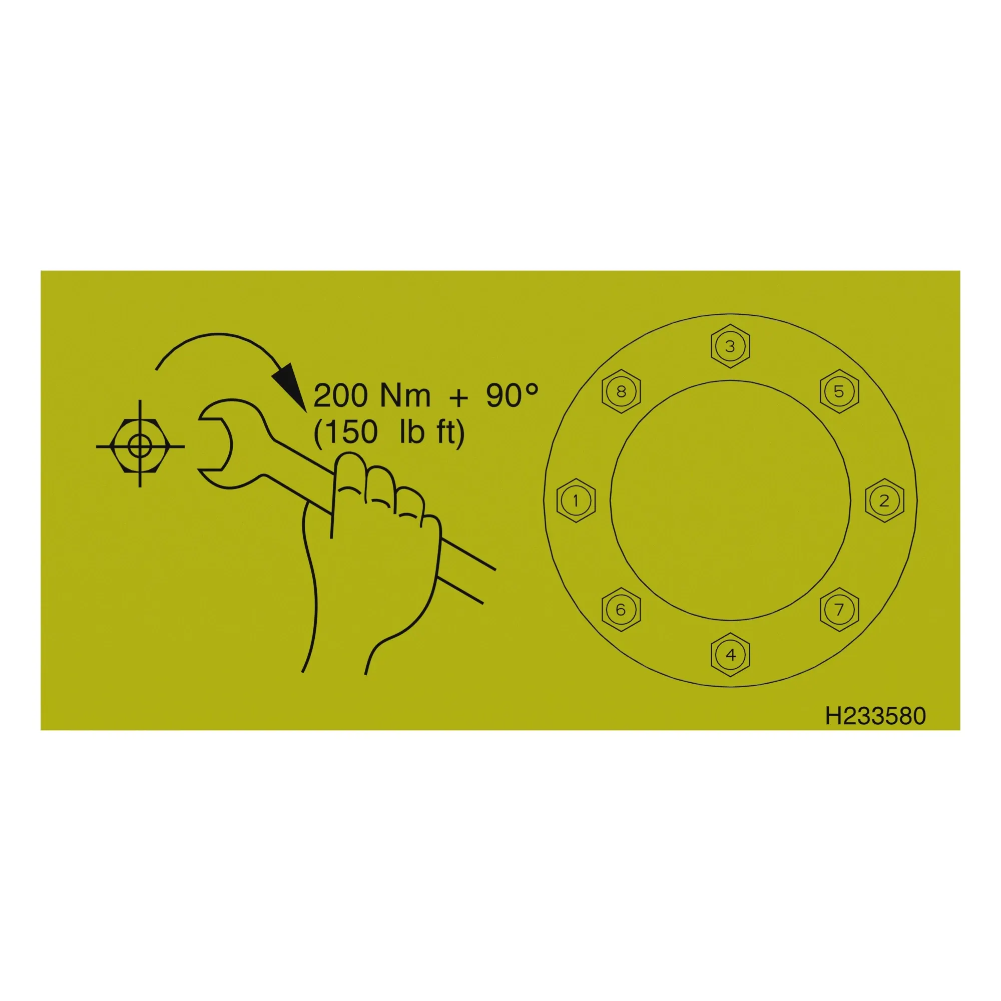 John Deere Wheel Bolt Torque Label - H233580
