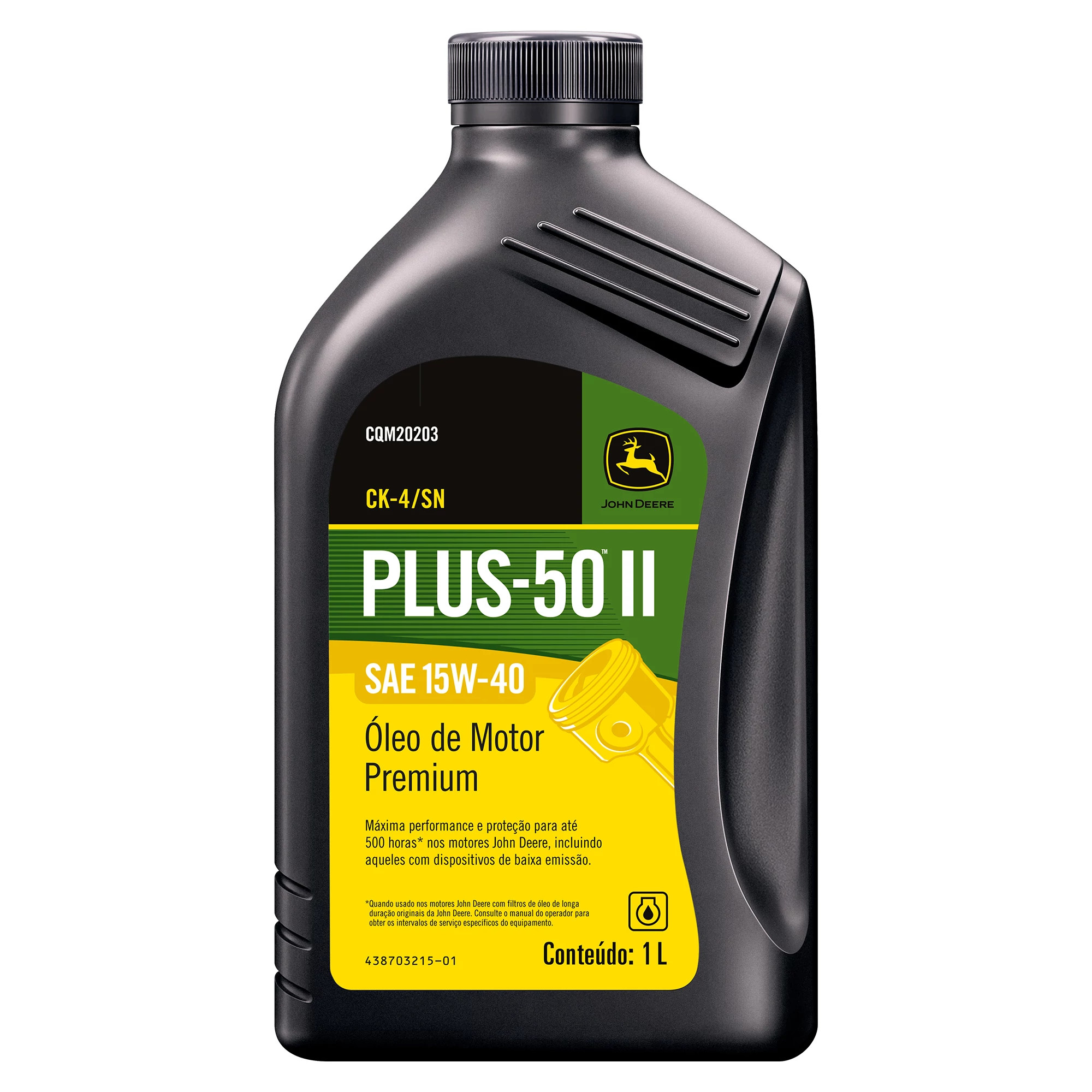 John Deere Engine Oil, Plus-50™ II, SAE 15W-40, API CK-4, 1 Liter (0.264 Gallon) - CQM20203