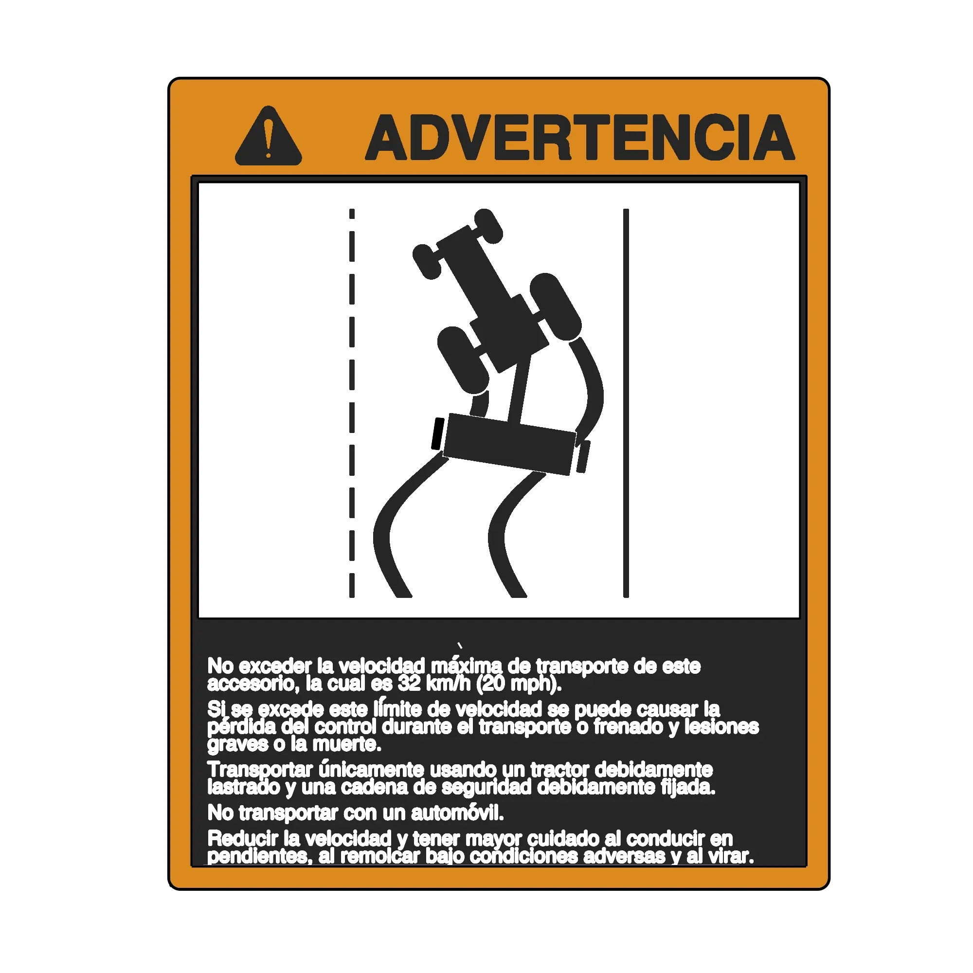 John Deere Safety Sign, Warning, Spanish - A75832