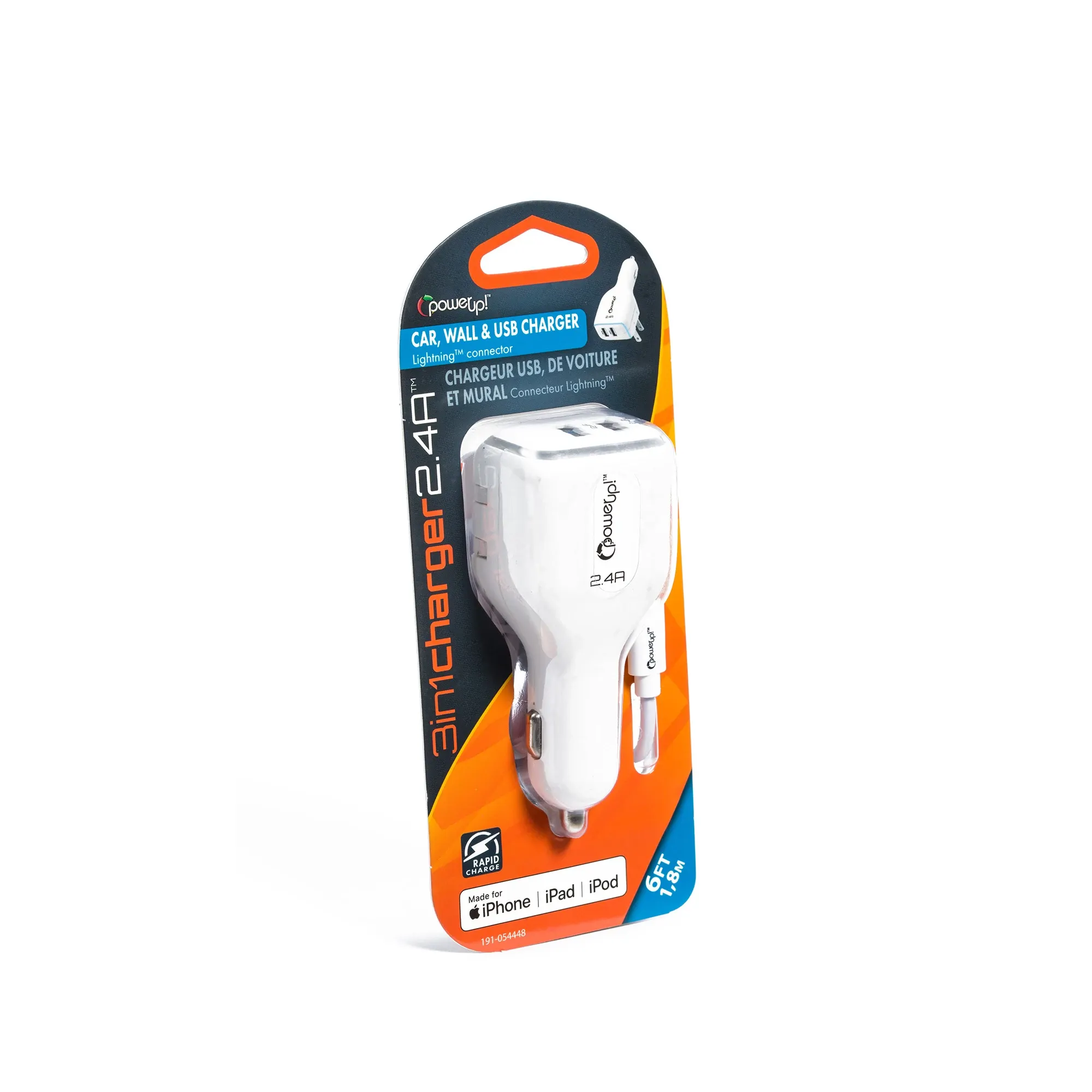 3-WAY CHARGER 2.4A - MFI 8-PIN