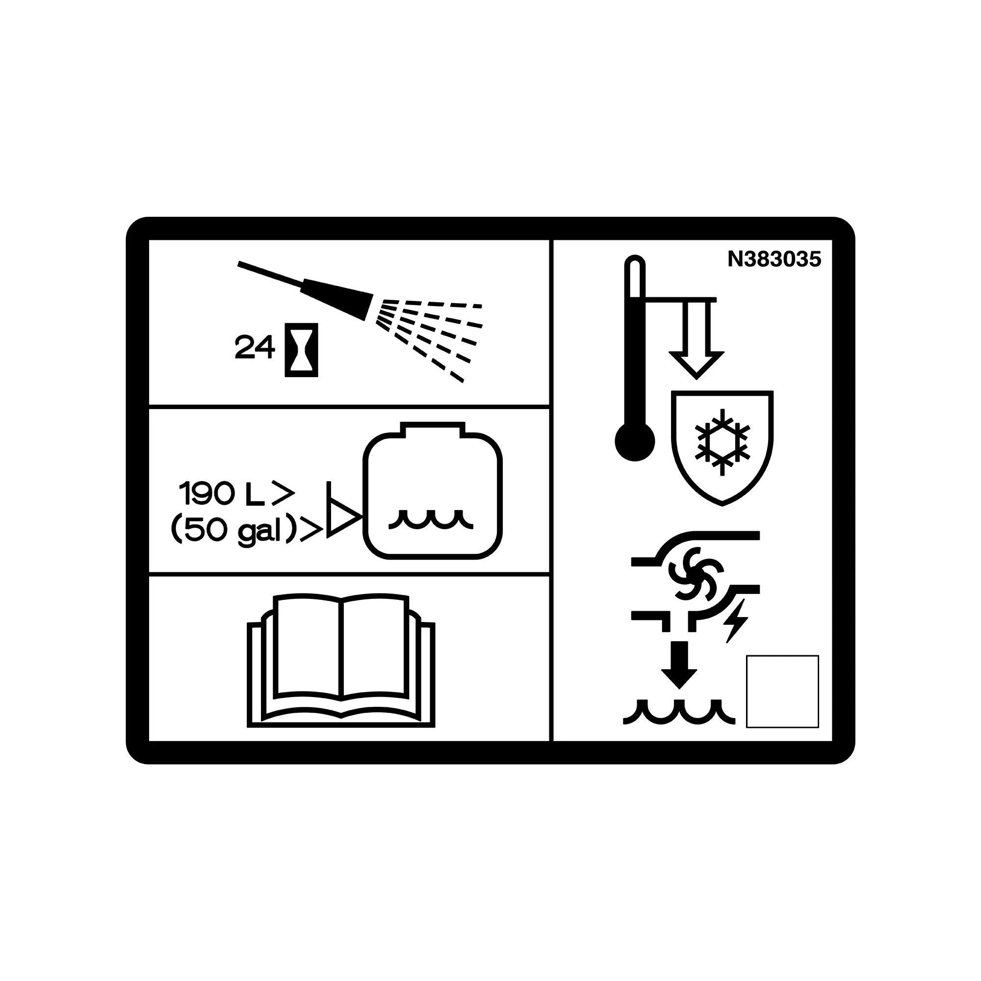John Deere Auxiliary Water System Text Free Label - N383035