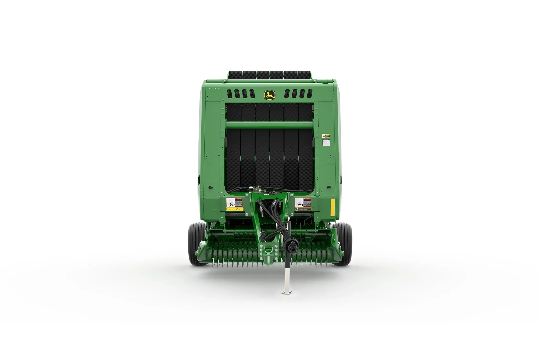 Front close-up studio rendering of John Deere 451E Round Baler