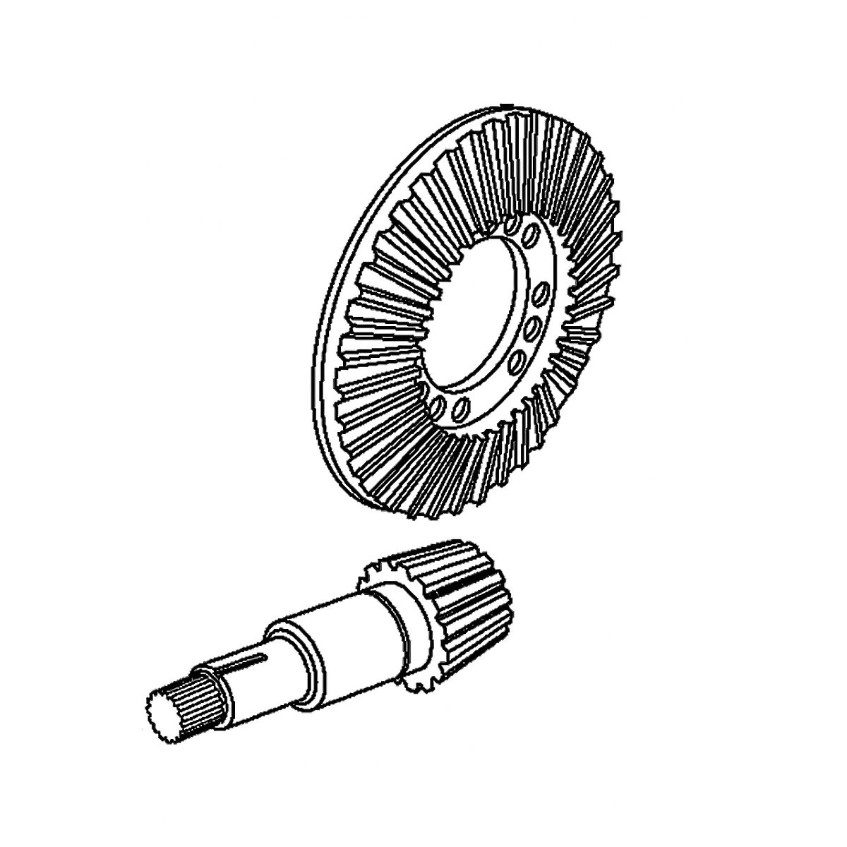 Bevel Gear, Diff Spiral W/Shaft Asm