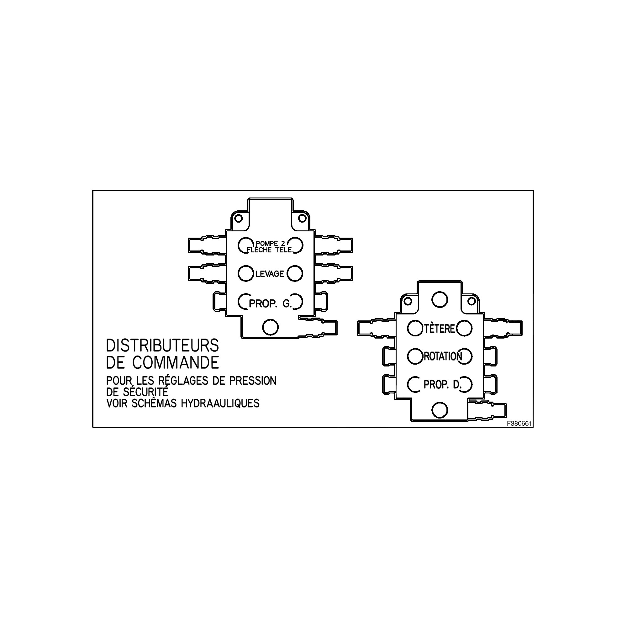 John Deere 7120 Valves Label, French - F380661