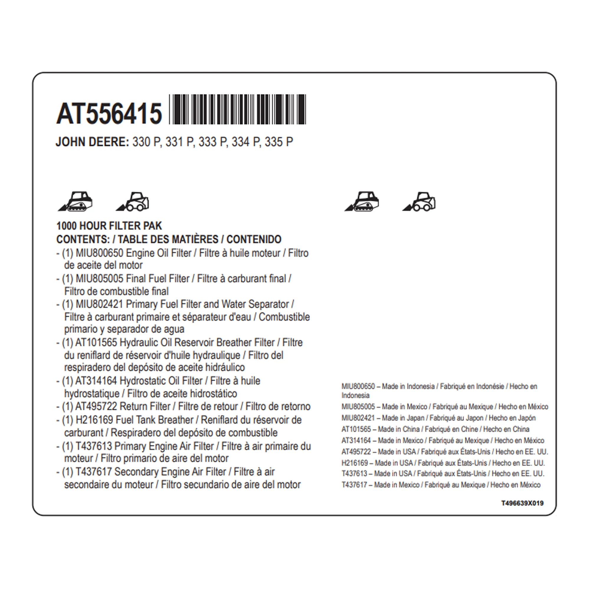 FILTER KIT, FILTER KIT, 1000 HOUR F