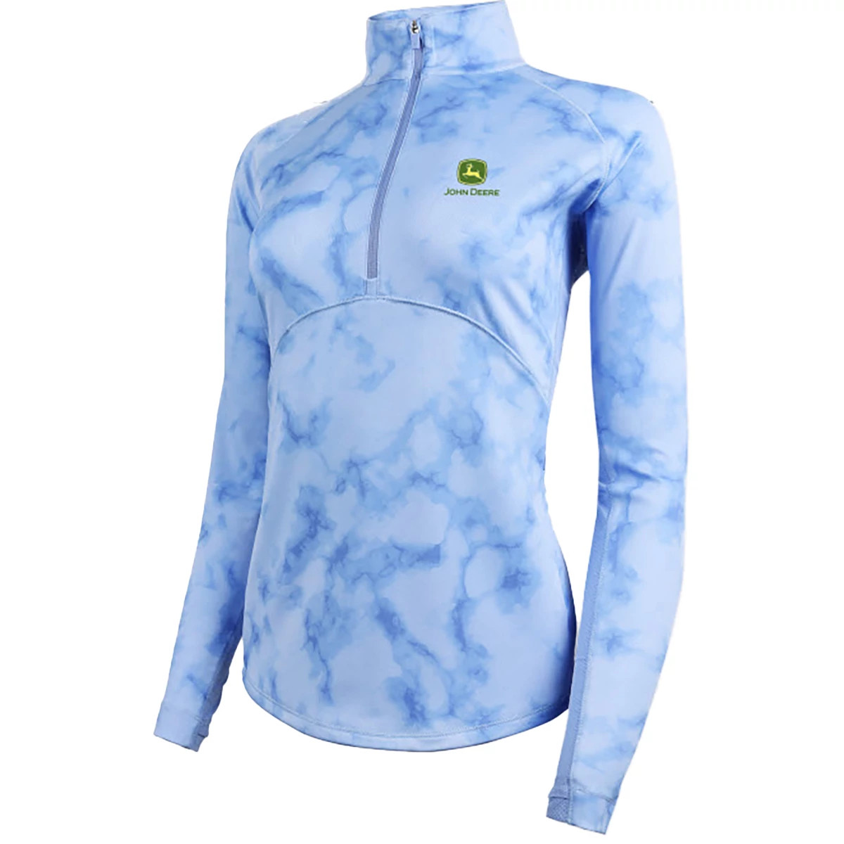 Ladies Fit Tie Dye Blue Quarter Zip