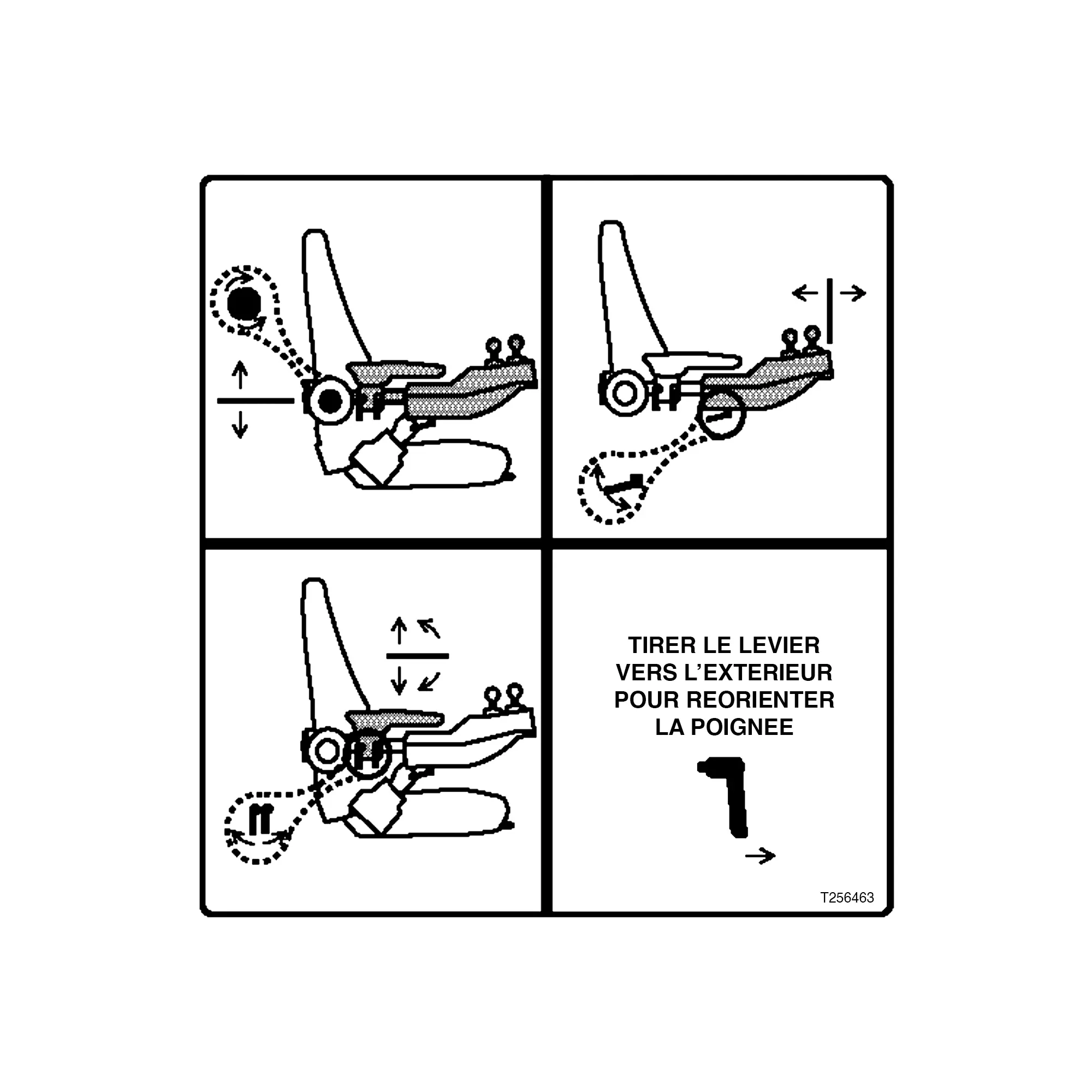 John Deere Armrest Adjustment Label, French - T256463