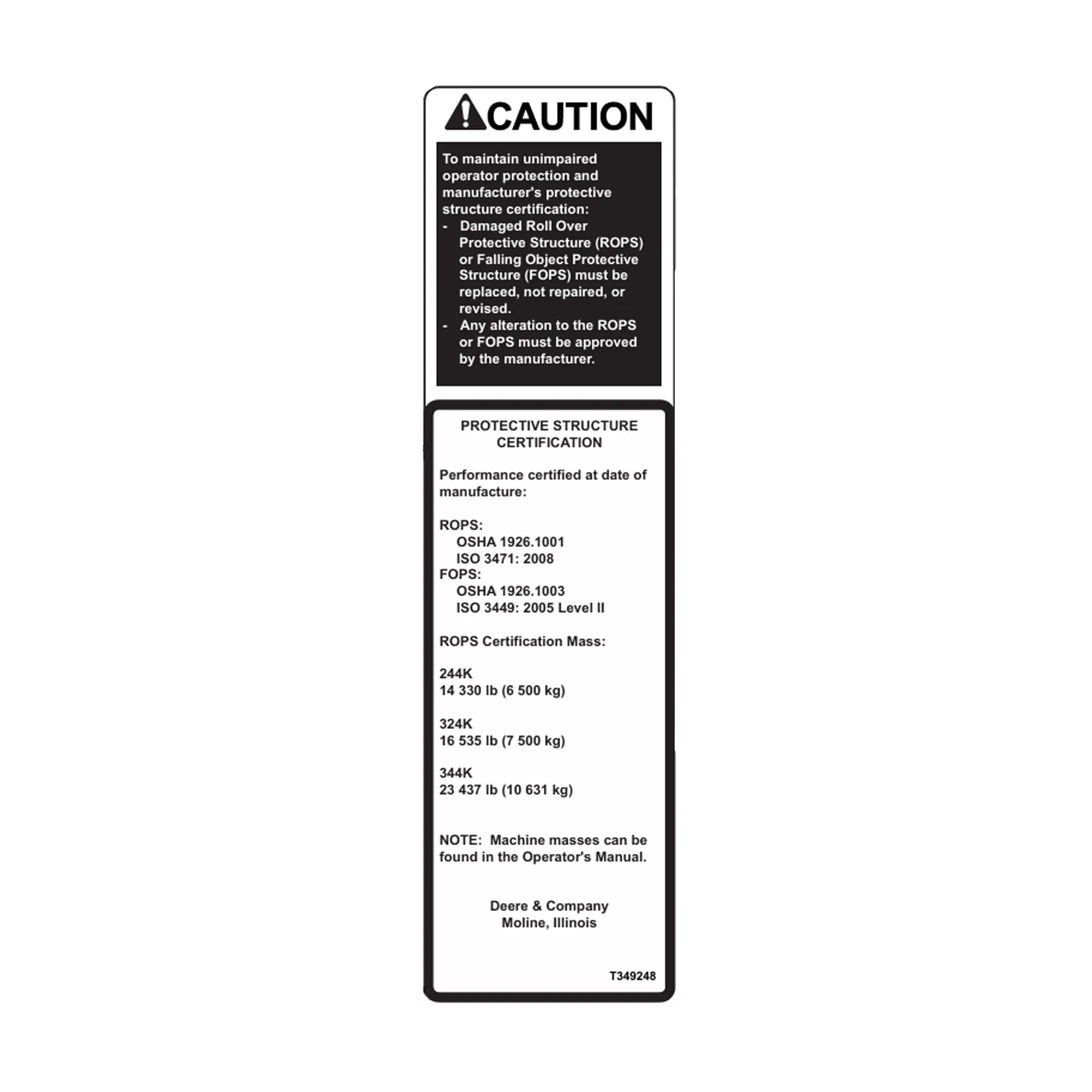 John Deere Safety Sign - T349248