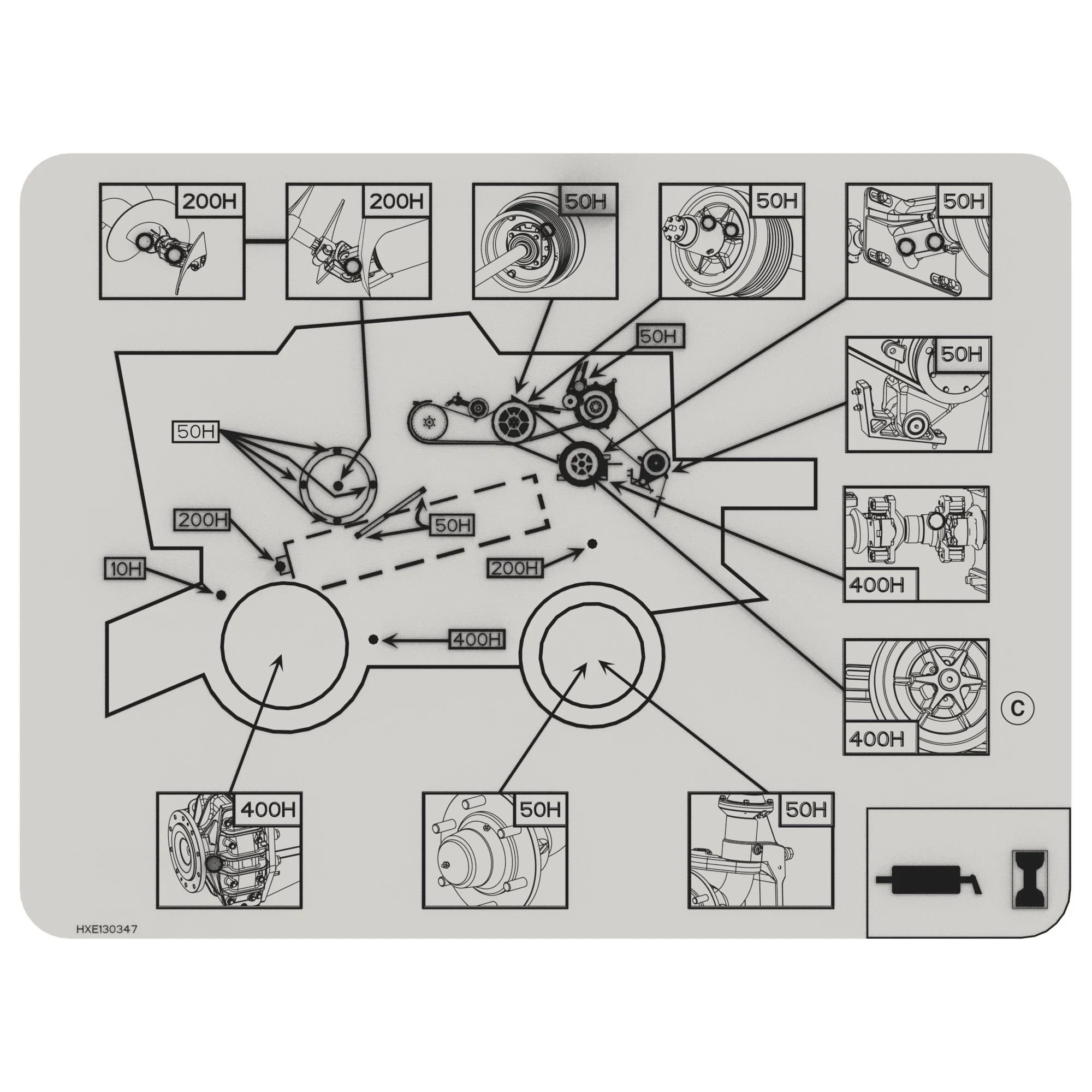 John Deere Lubricant Chart Label, Left Side - HXE130347