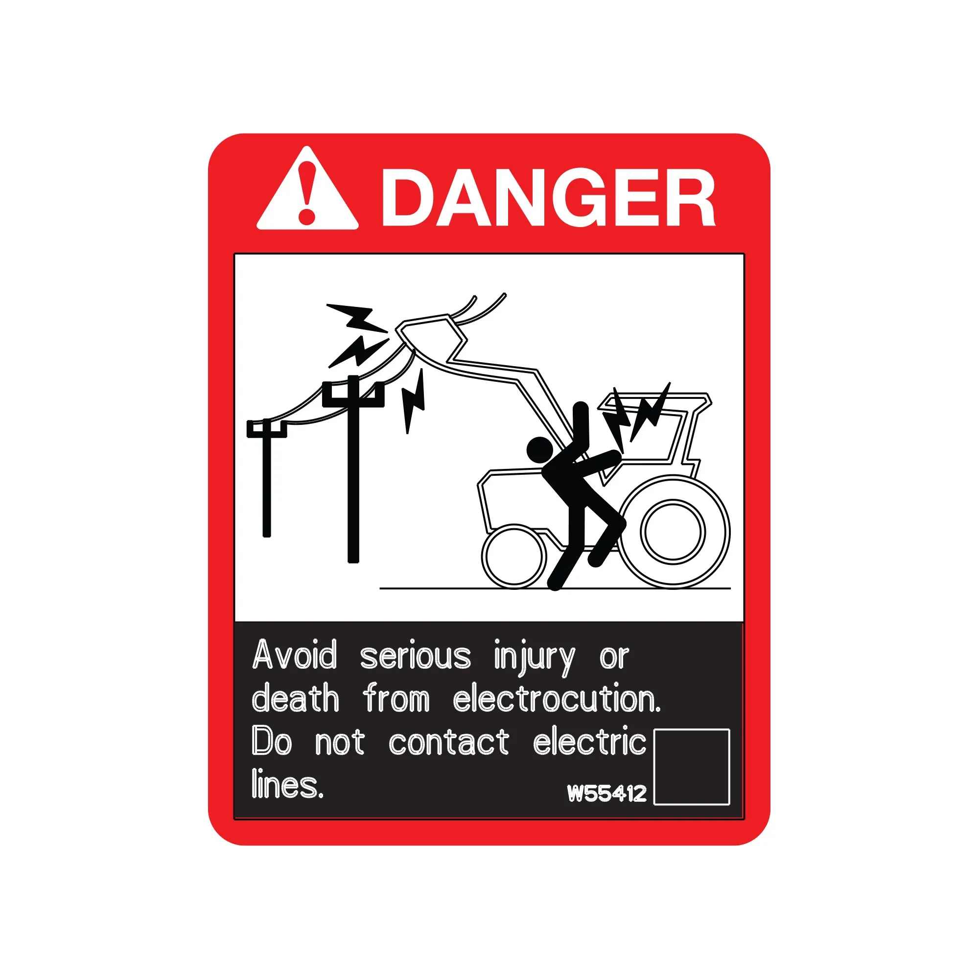 John Deere Danger Label, English - W55412