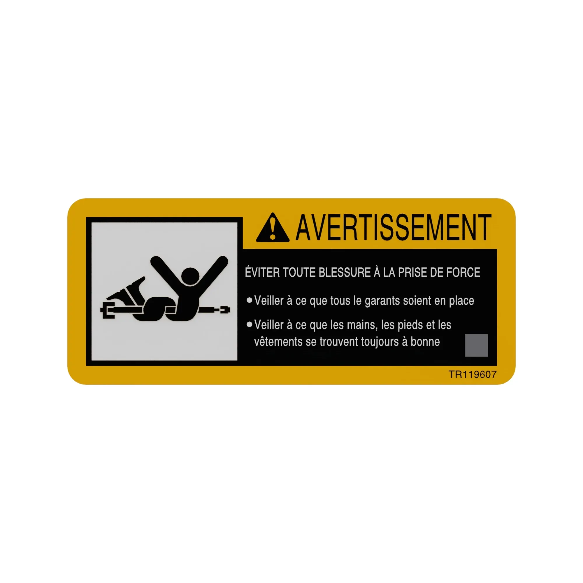 John Deere Warning Front PTO Label - TR119607
