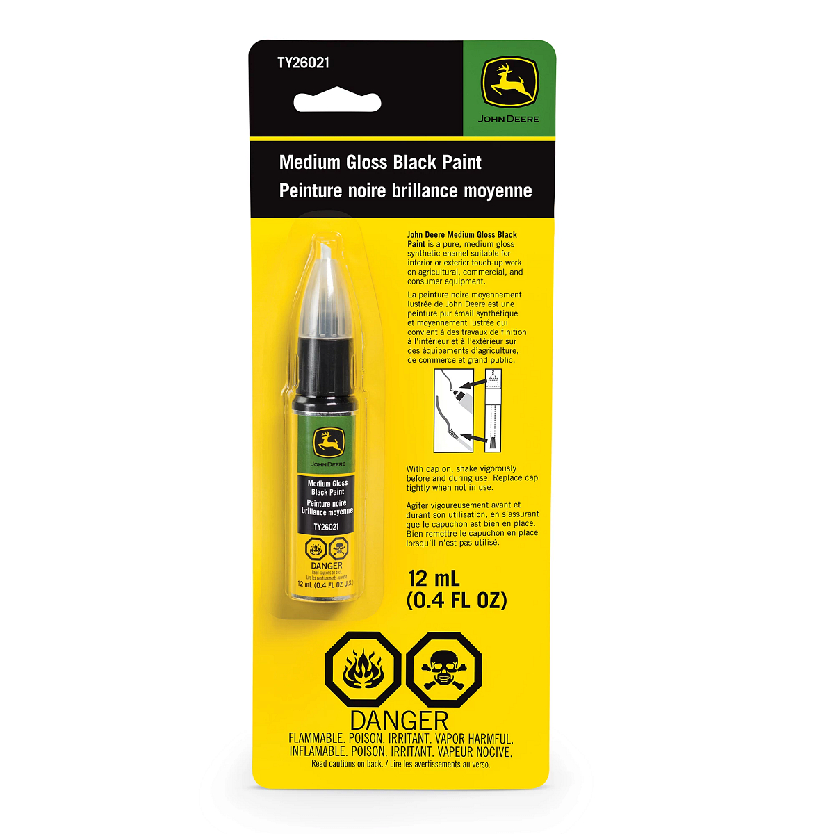 John Deere Ag and Turf Yellow Touch-Up Pen, 12 ml (0.4 Fluid Oz) - TY26020