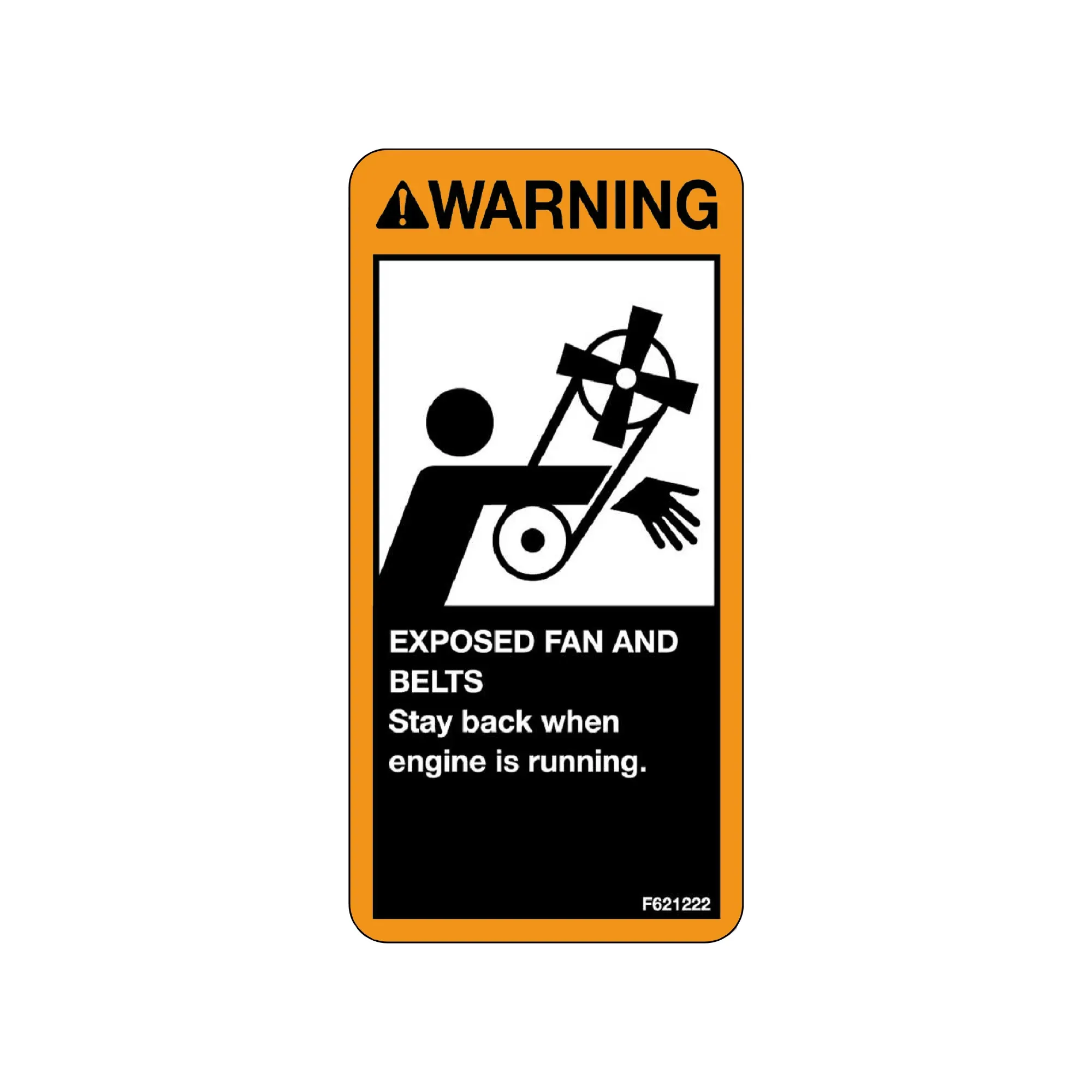 John Deere Label, Exposed Fan and Belts - F621222